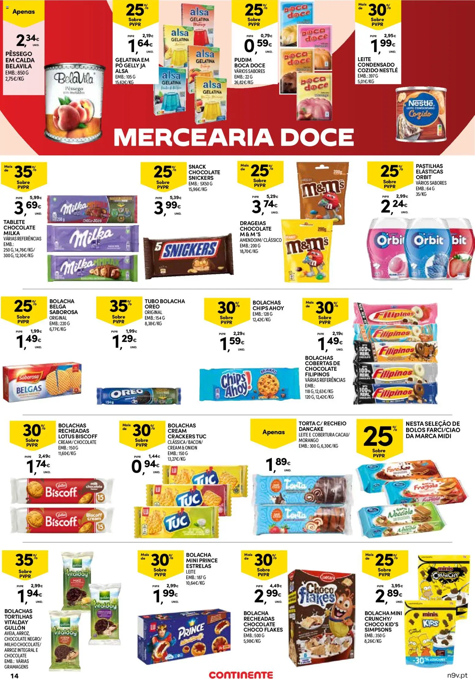 Continente Açores  │ válido de 14.05.2026 | Página: 14 | Produtos: Bolachas, Leite condensado, Chocolate, Torta