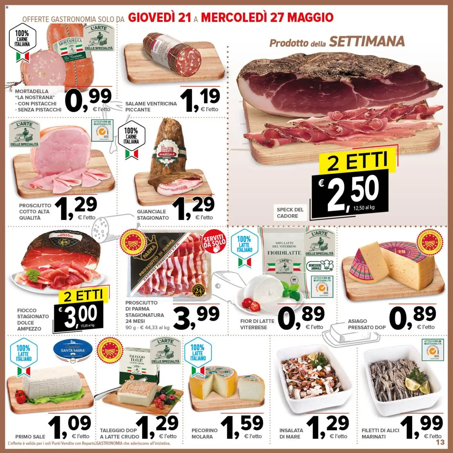 Volantino Todis del 14.05.2026 | Pagina: 13 | Prodotti: Speck, Sale, Mortadella, Pistacchi