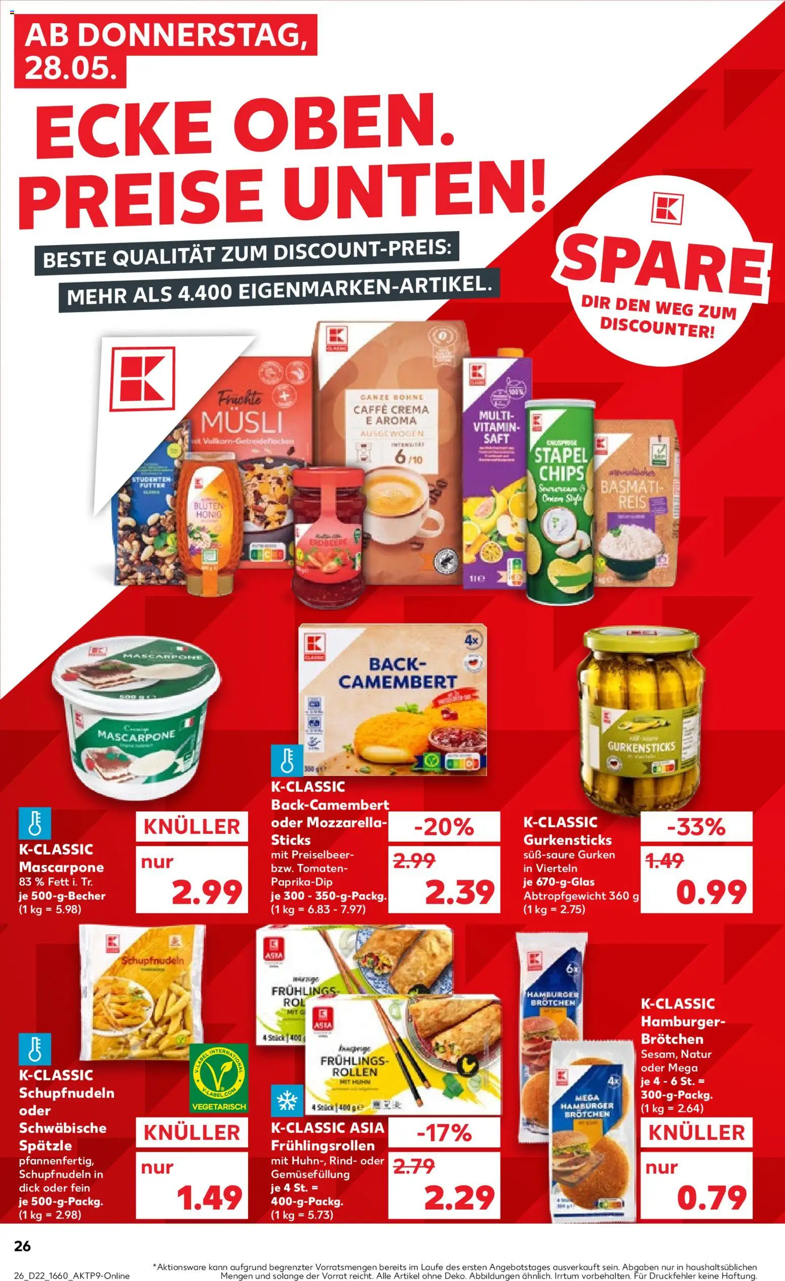 Kaufland Prospekt Jena – gültig ab 28.05.2026 | Seite: 26 | Produkte: Musli, Tomaten, Chips, Gurken