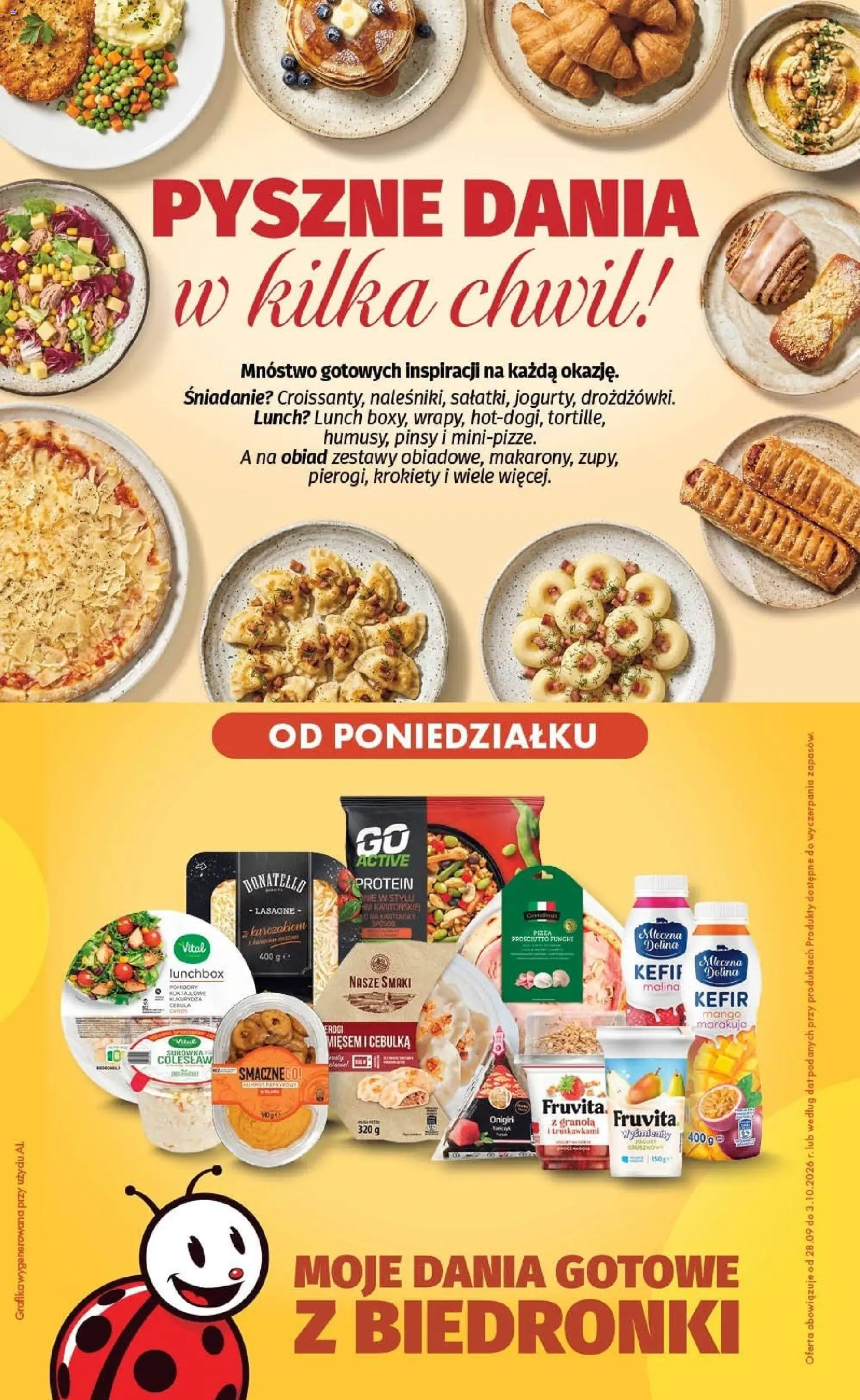 Biedronka gazetka - Pyszne dania od 28.09.2026 | Strona: 1 | Produkty: Lasagne, Szynka, Surówka colesław, Lunchbox