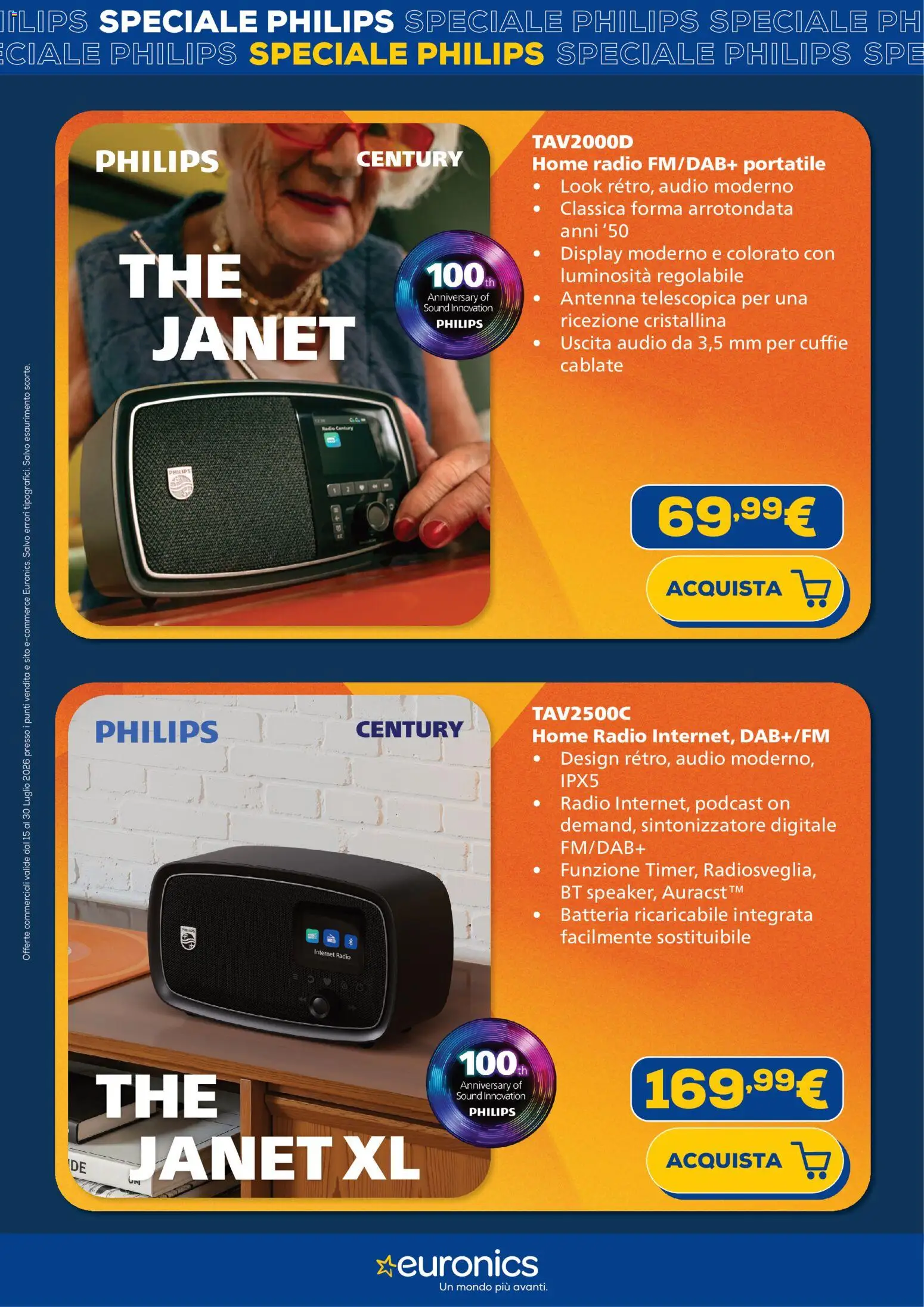 Volantino Euronics del 15/07/2026 | Pagina: 9 | Prodotti: Audio, Radio, Cuffie, Batteria