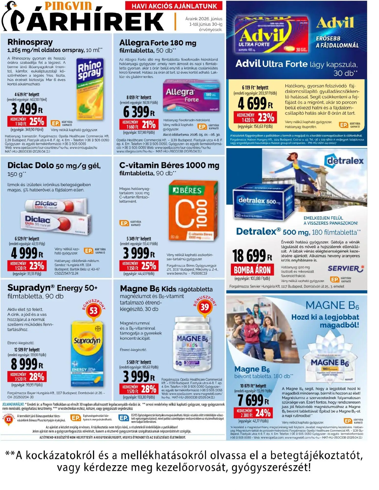 Pingvin Patika akciós ujság - amely érvényes a következő dátumtól: 01.06.2026 | Oldal: 1