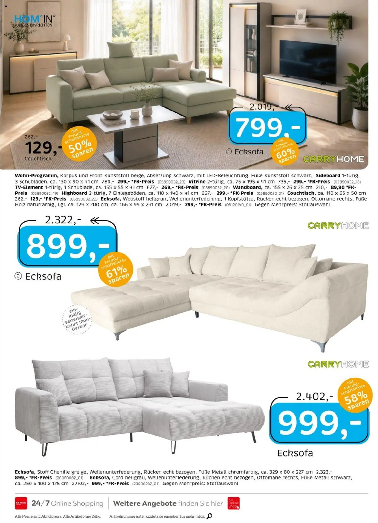 XXXLutz Restaurantgutscheine – gültig ab 26.09.2026 | Seite: 16 | Produkte: Ecksofa, HIghboard, Vitrine, Couchtisch