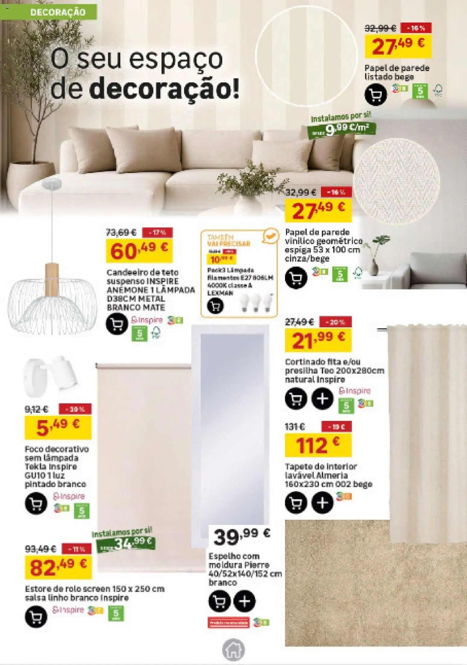 Leroy Merlin Catálogo Açores │ válido de 27/08/2026 | Página: 5 | Produtos: Moldura, Candeeiro de teto, Espelho, Papel de parede