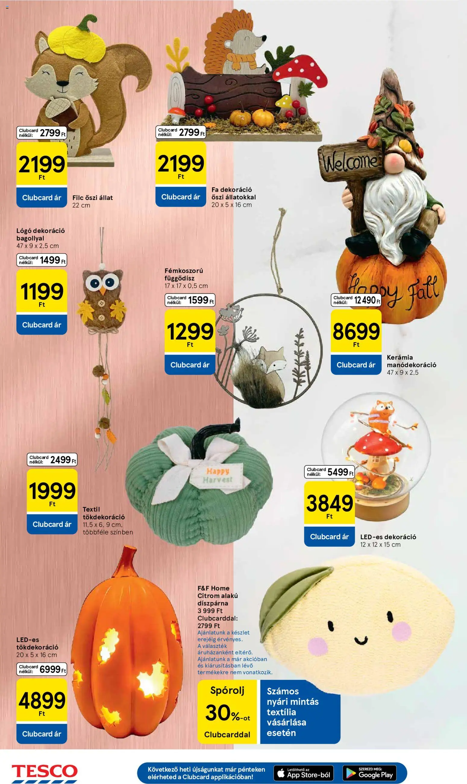 Tesco akciós ujság - amely érvényes a következő dátumtól: 2026.08.27. | Oldal: 28 | Termékek: FA, Dekoráció, Díszpárna, Citrom