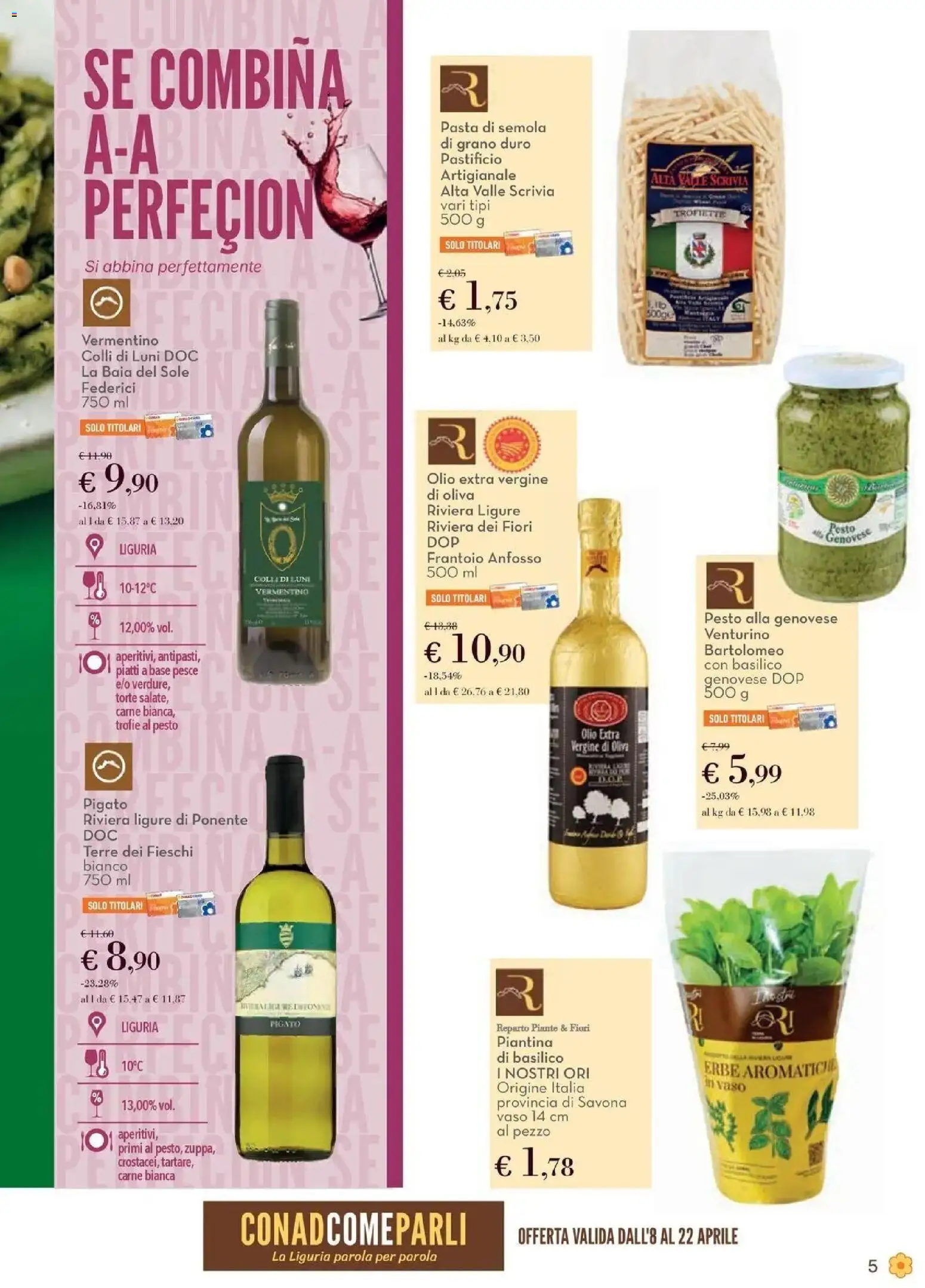 Volantino Conad del 08.04.2026 | Pagina: 5 | Prodotti: Olio, Pesto, Basilico, Vaso