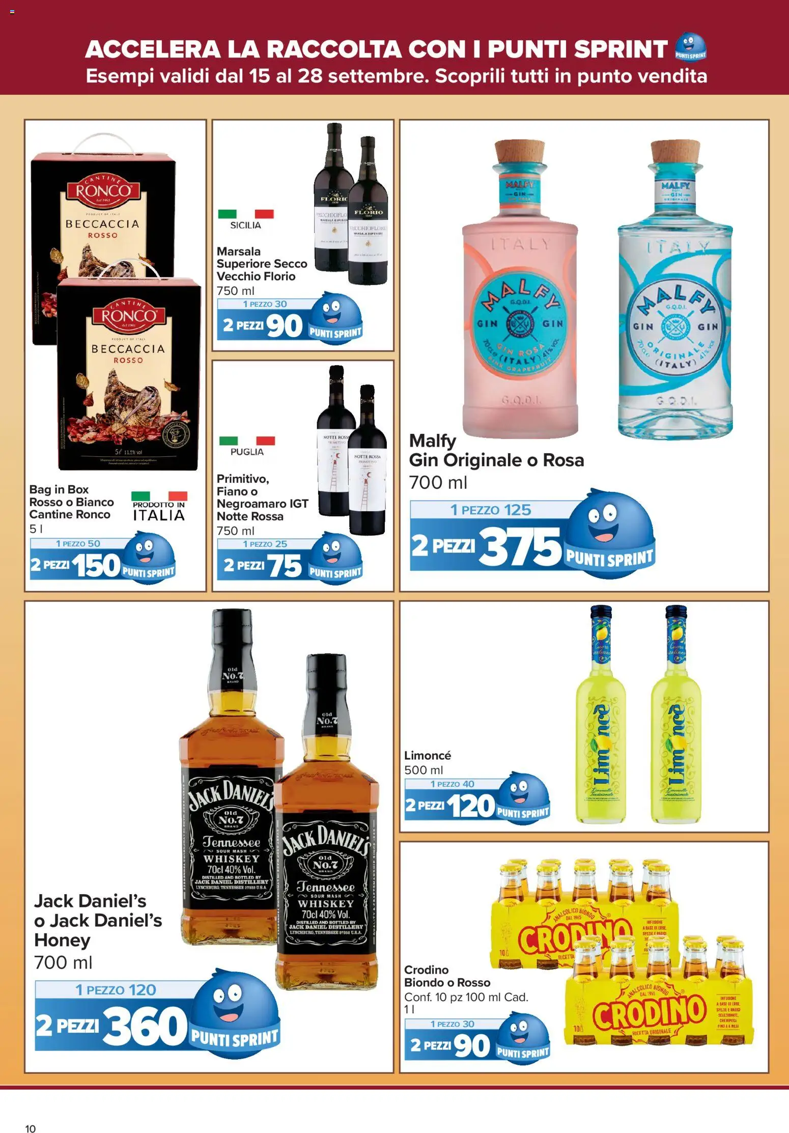 Volantino Carrefour del 15/09/2026 | Pagina: 10 | Prodotti: Erbe, Gin, Spezie, Jack Daniel’s