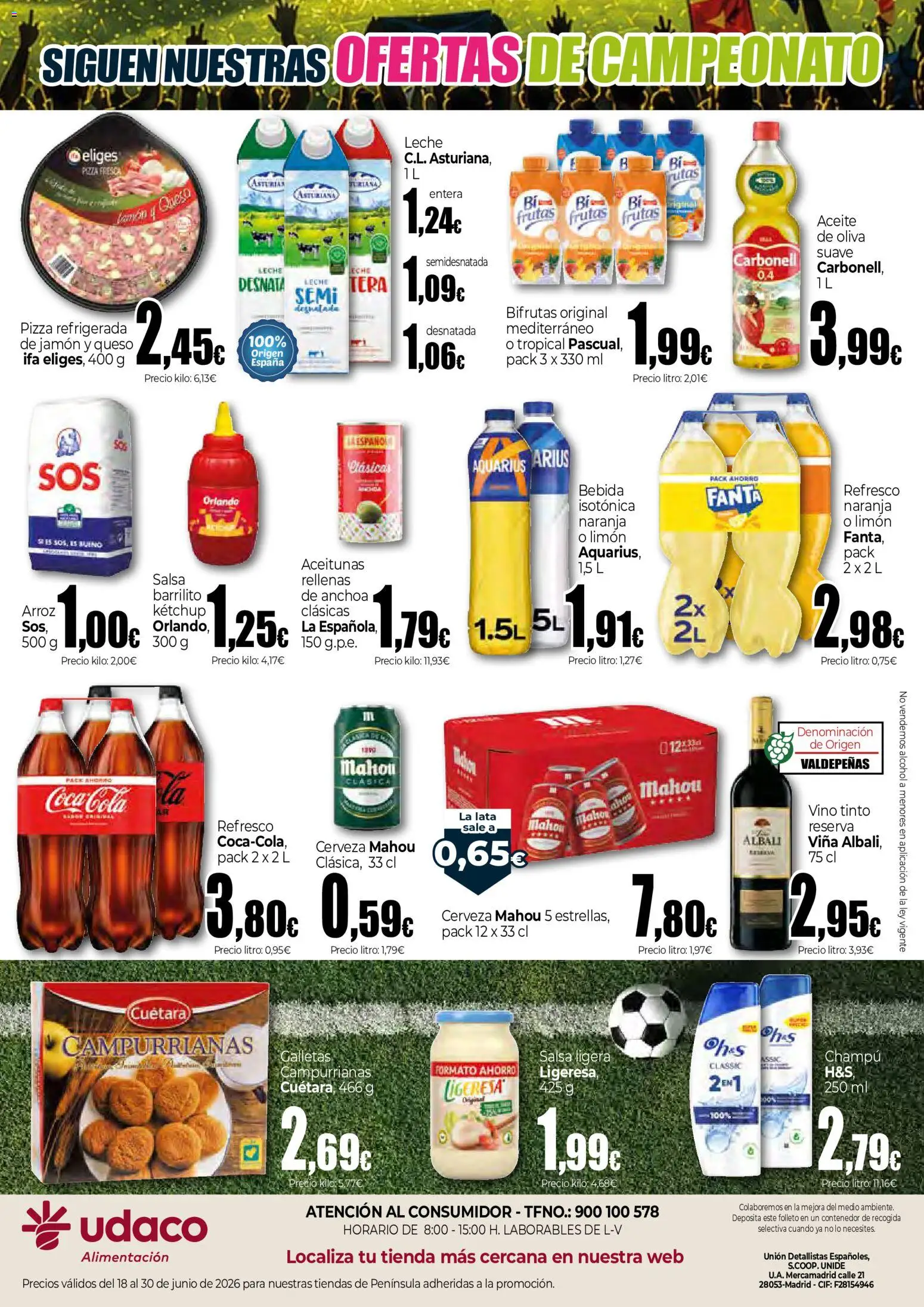 Unide Tan cerca. Tan Tuyo. │ válido desde el 18/06/2026 | Página: 2 | Productos: Champú, Pizza, Cerveza, Arroz