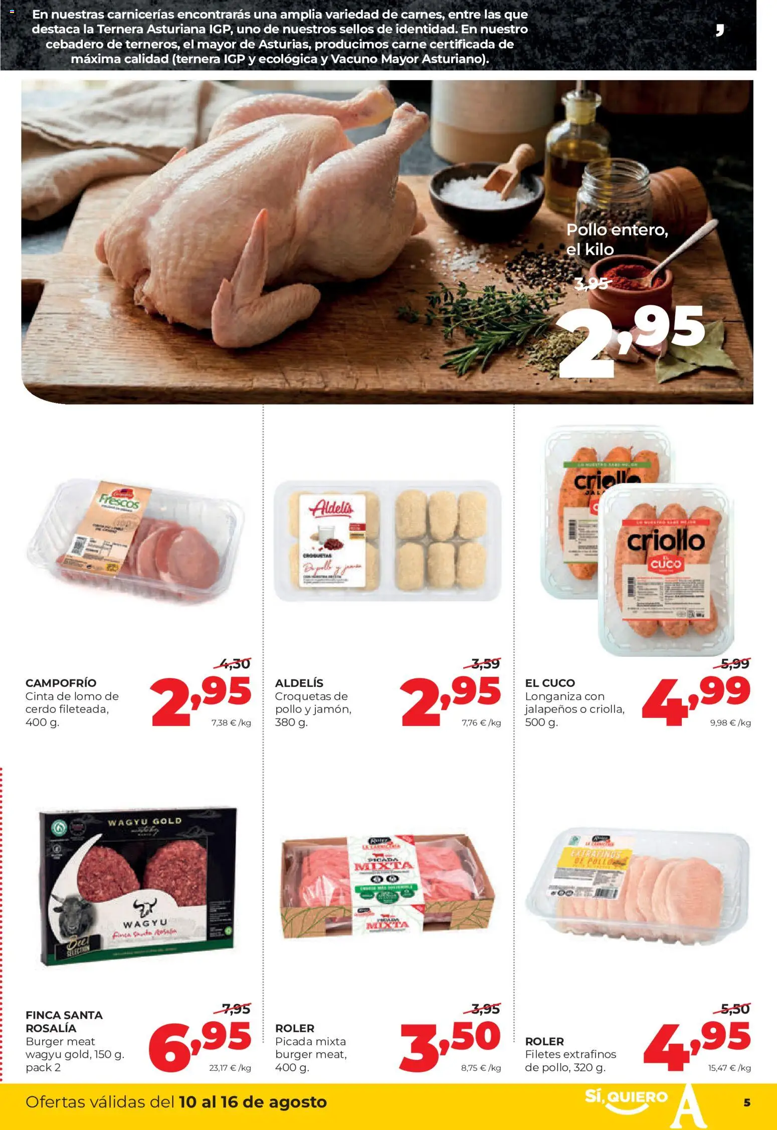 Alimerka folleto Castilla y León │ válido desde el 10/08/2026 | Página: 5 | Productos: Lomo, Longaniza, Carne, Pollo