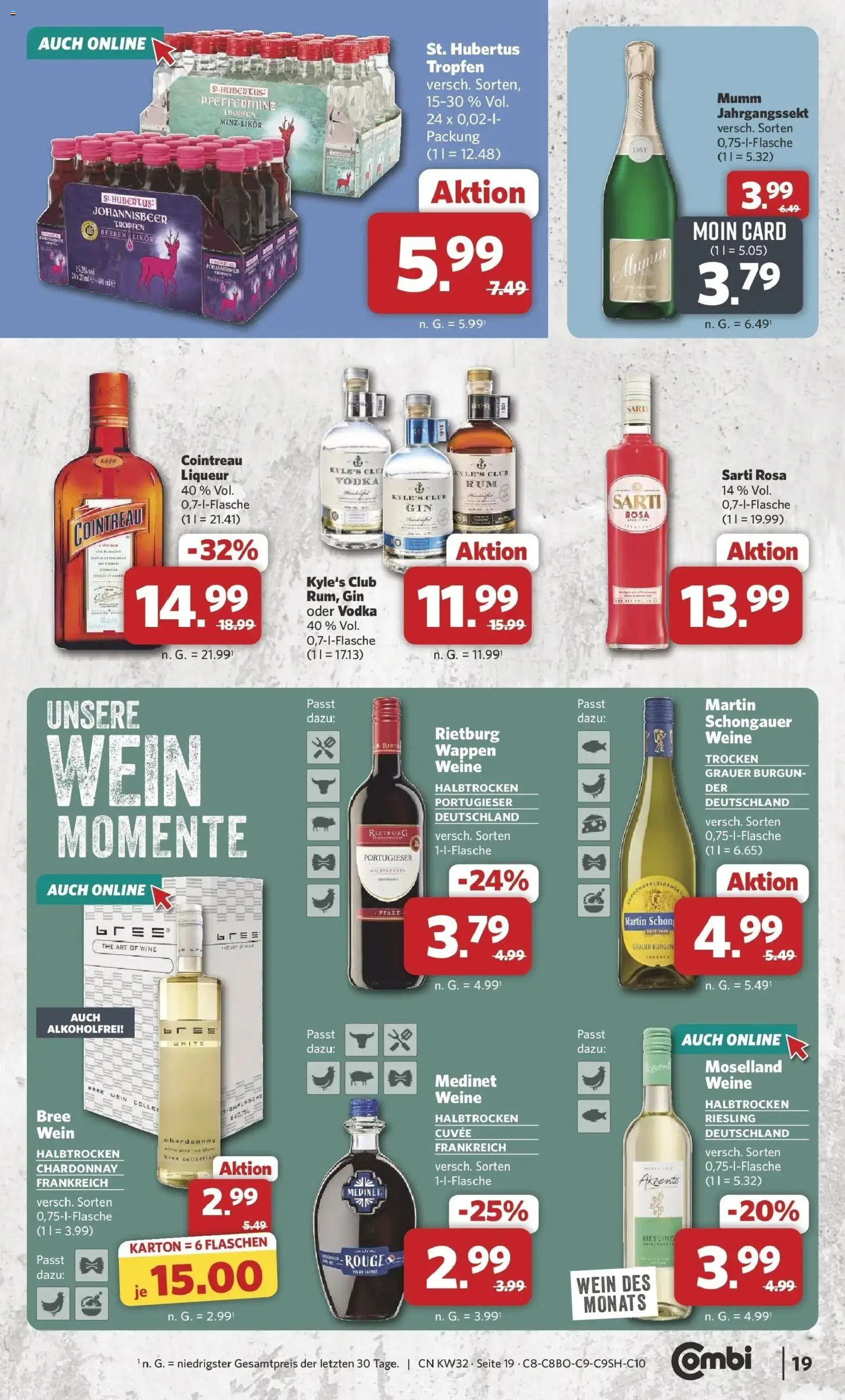 Combi Prospekt Borchen (ab 03.08.2026) zum Blättern | Seite: 21 | Produkte: Bree, Wein, Gin, Hubertus tropfen