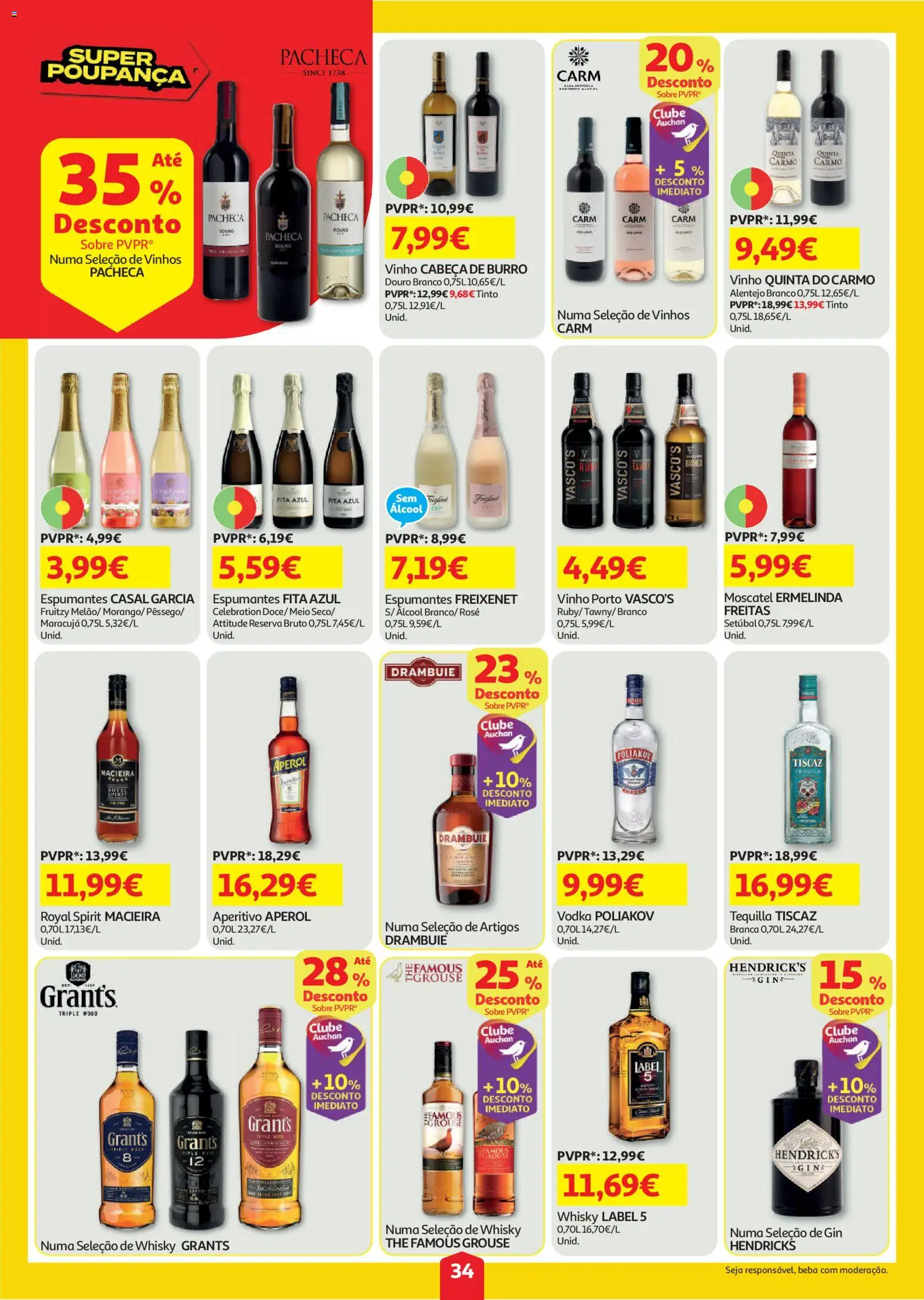 Auchan folheto │ válido de 30/07/2026 | Página: 34 | Produtos: Whisky, Vinho, Gin, Vodka