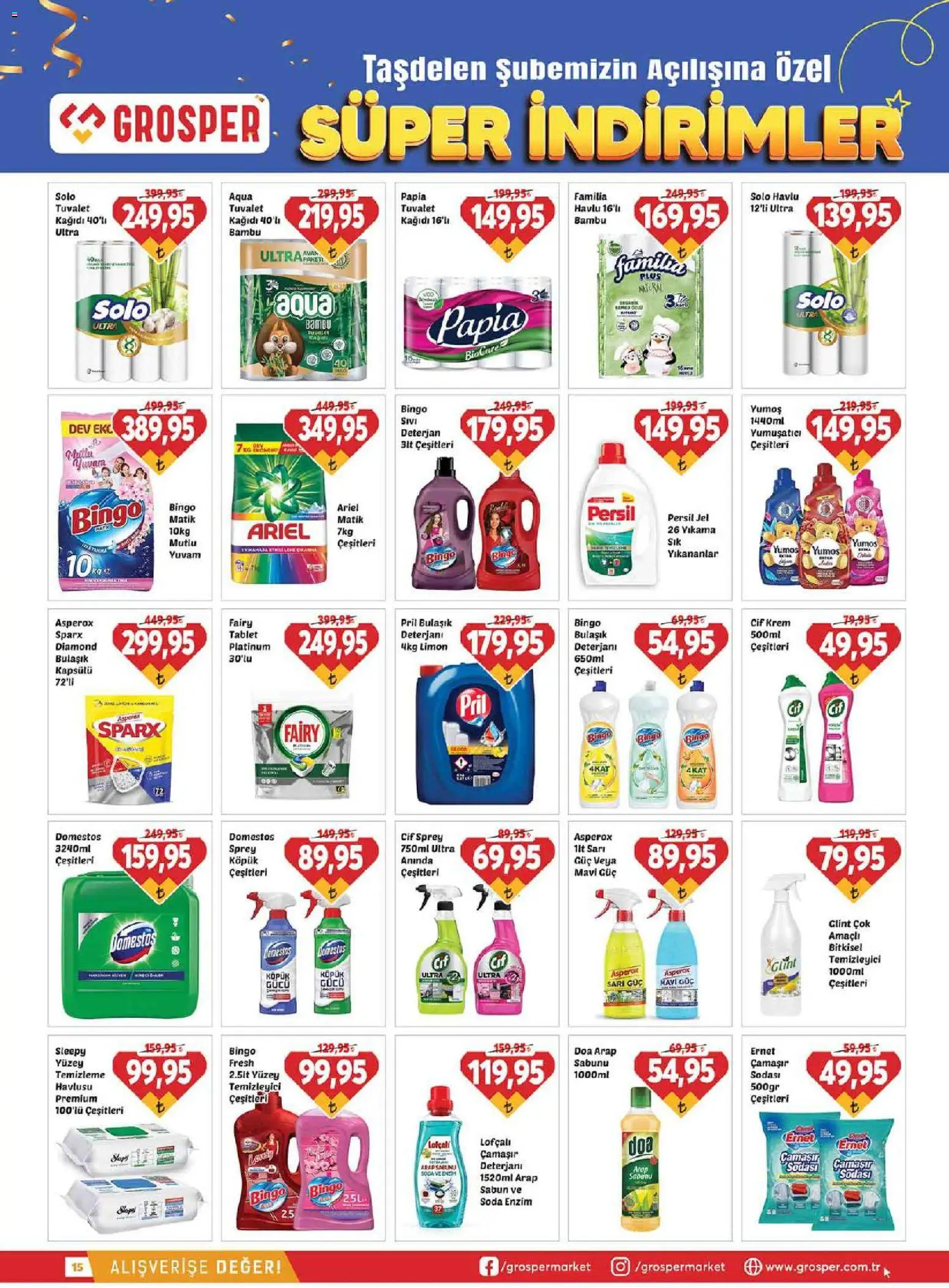 Grosper Katalog - 02 Eylül 2026 tarihinden itibaren geçerlidir | Sayfa: 15 | Ürünler: Tuvalet, Yumuşatıcı, Deterjan, Limon