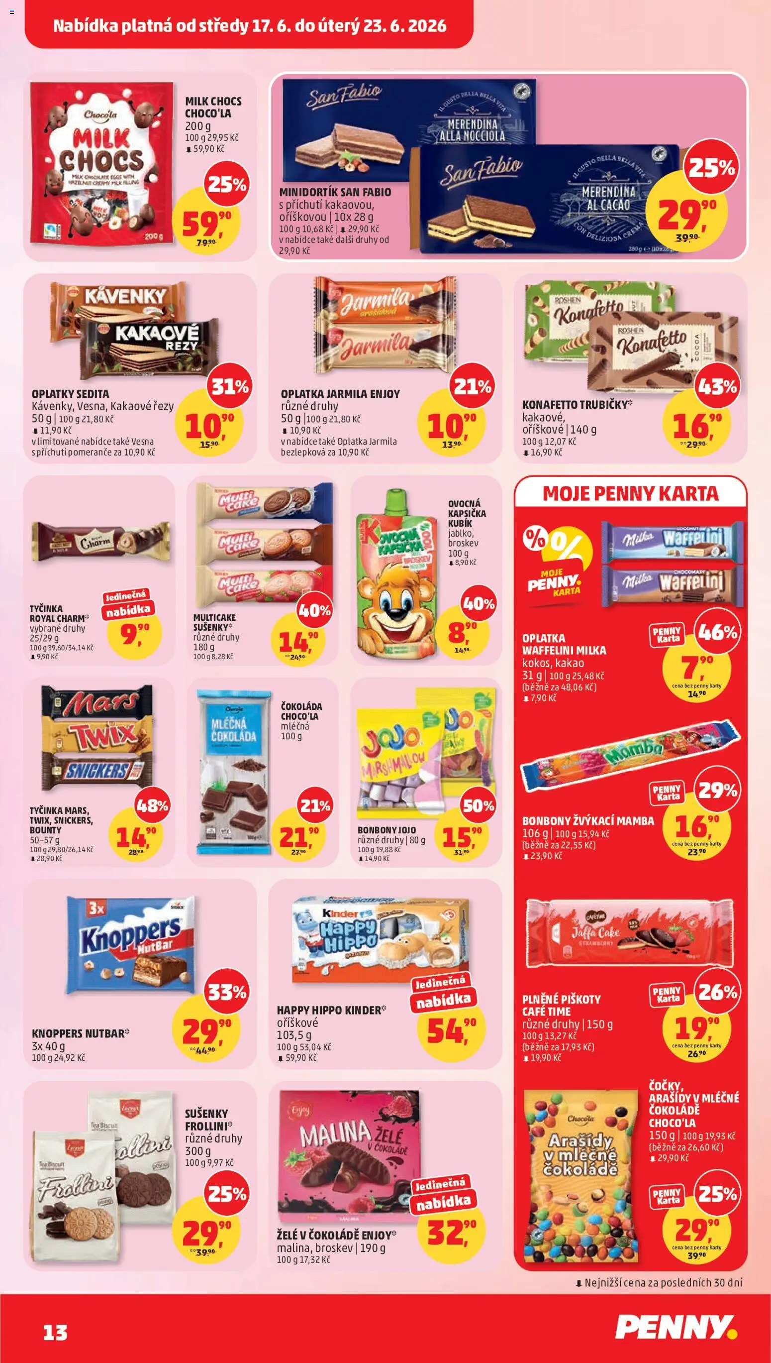 Penny Market leták od 17.06.2026 | Strana: 13 | Produkty: Jojo, Čokoláda, Ovocná kapsička, Karty