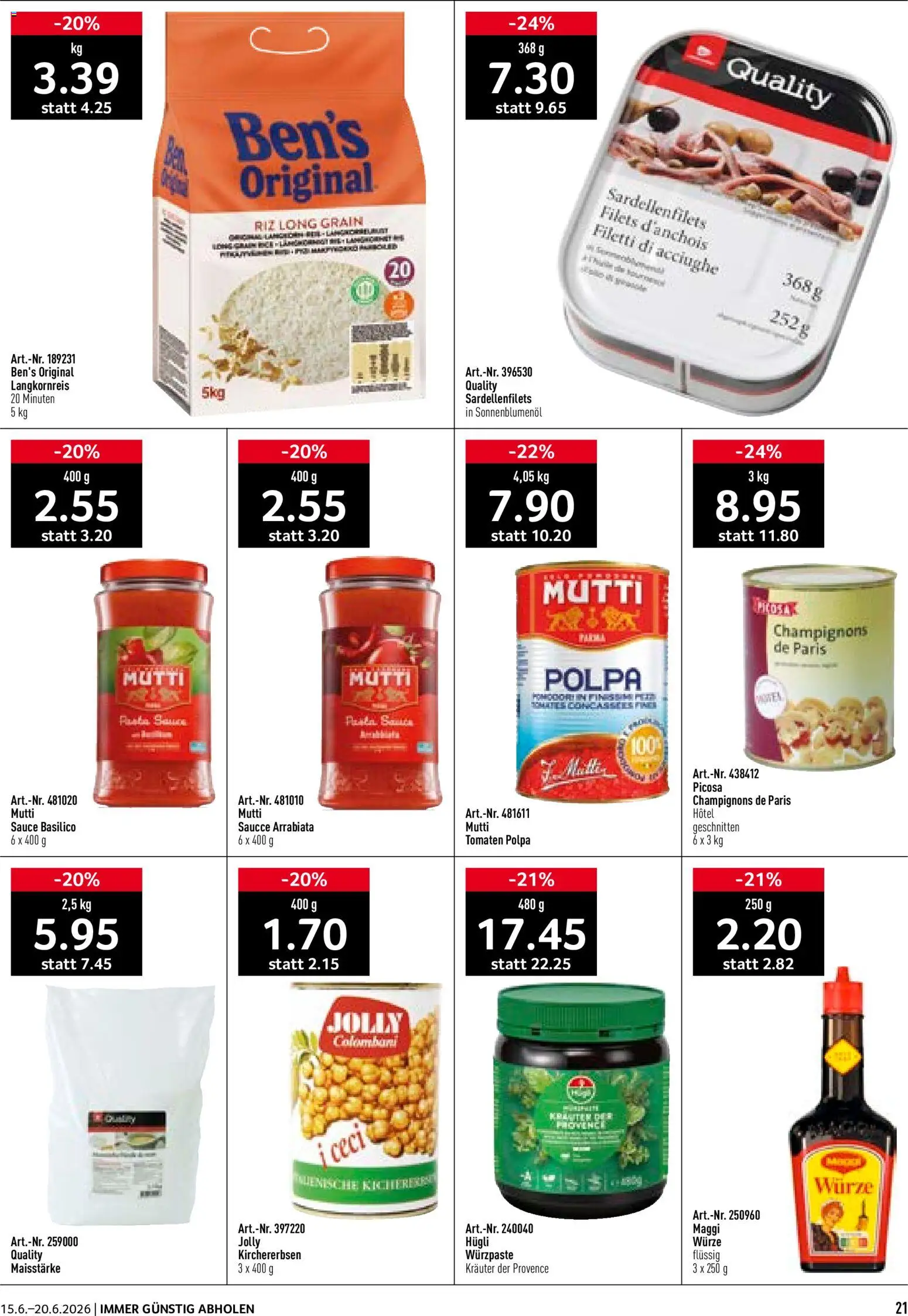 Prodega aktionen – gültig ab 15.06.2026 | Seite: 21 | Produkte: Champignons, Tomaten