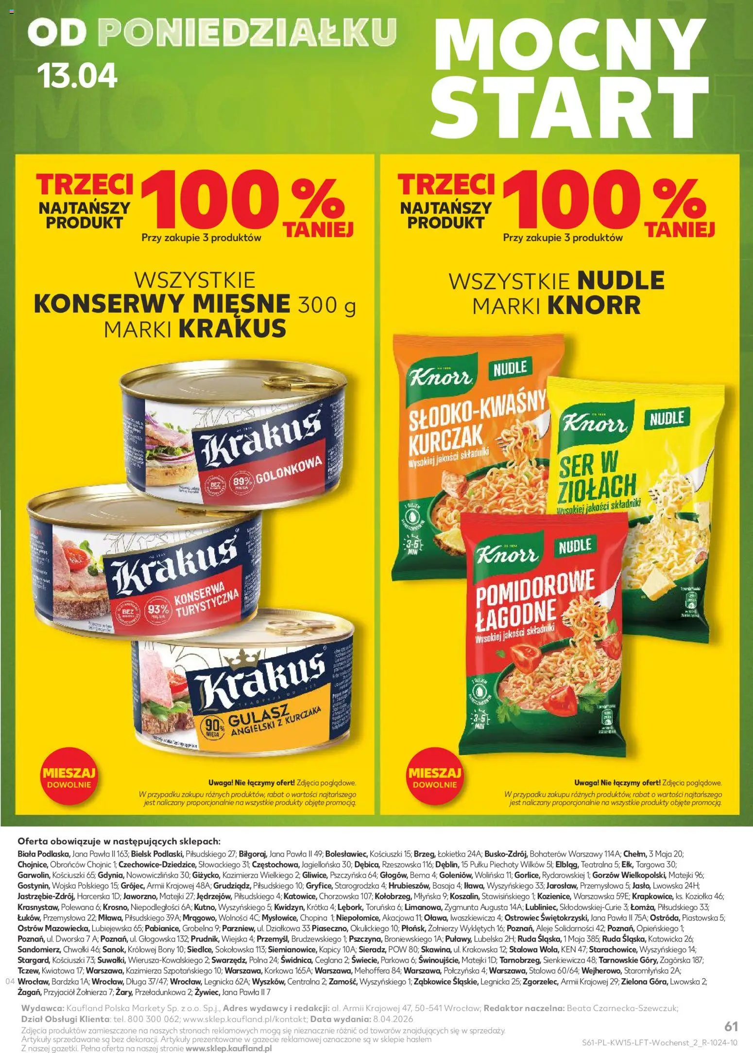 Kaufland gazetka od 09.04.2026 | Strona: 61 | Produkty: Kurczak, Gulasz angielski, Ser, Gulasz