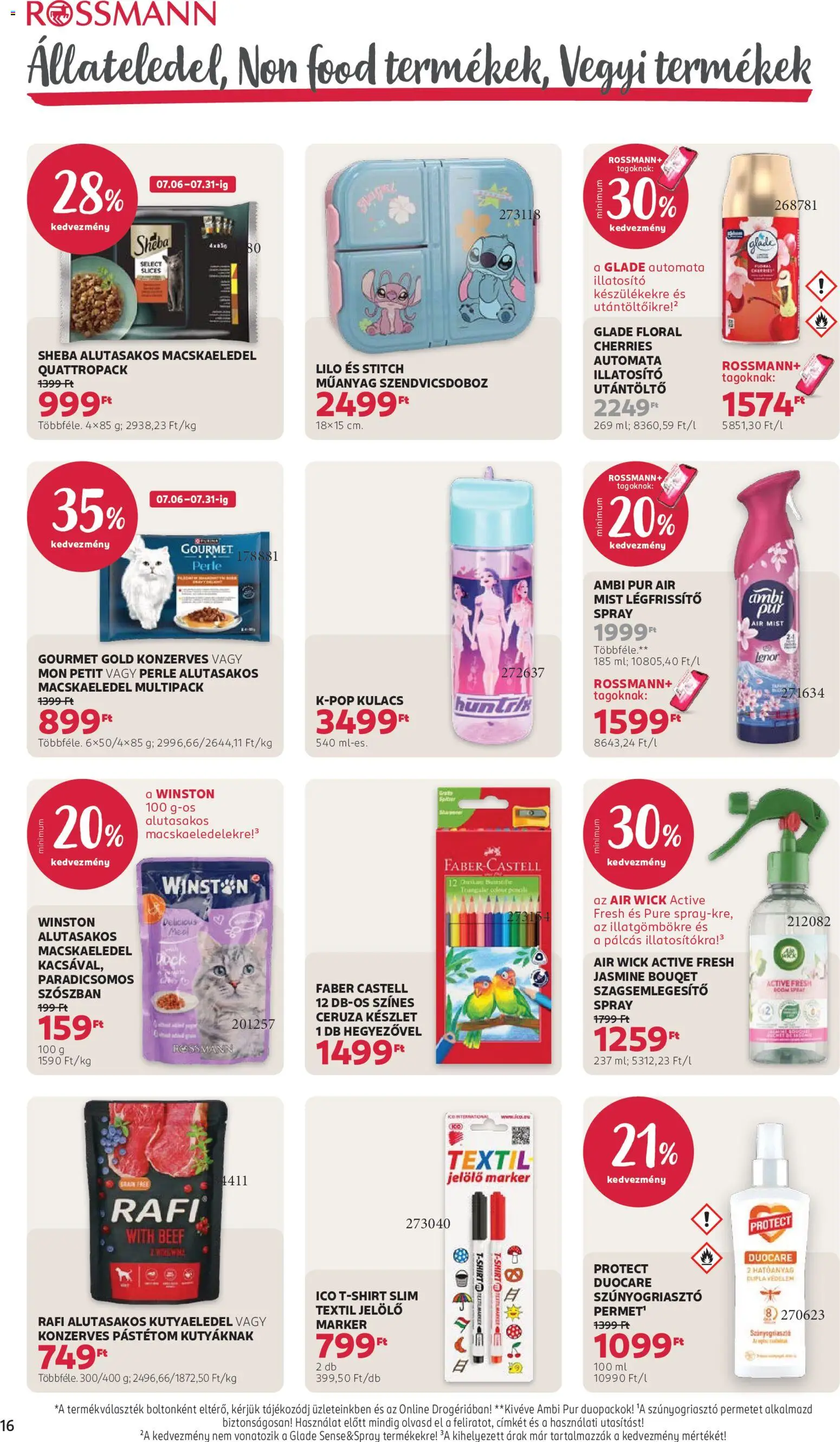 Rossmann akciós ujság - amely érvényes a következő dátumtól: 2026.07.20. | Oldal: 18 | Termékek: Air Wick, Macskaeledel, Gourmet, Pur