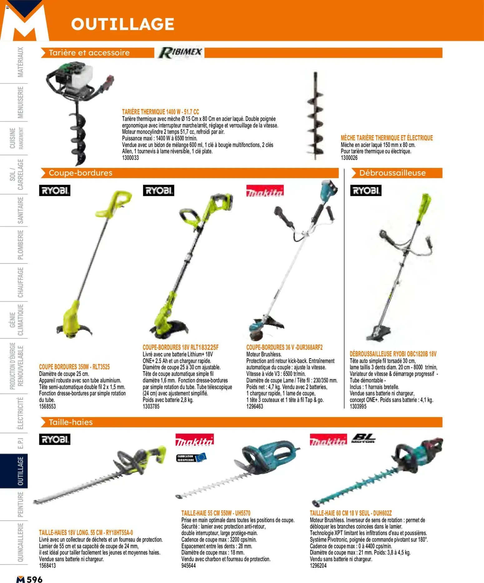 {H1} | Page: 596 | Produits: Tournevis, Débroussailleuse, Laque, Batterie