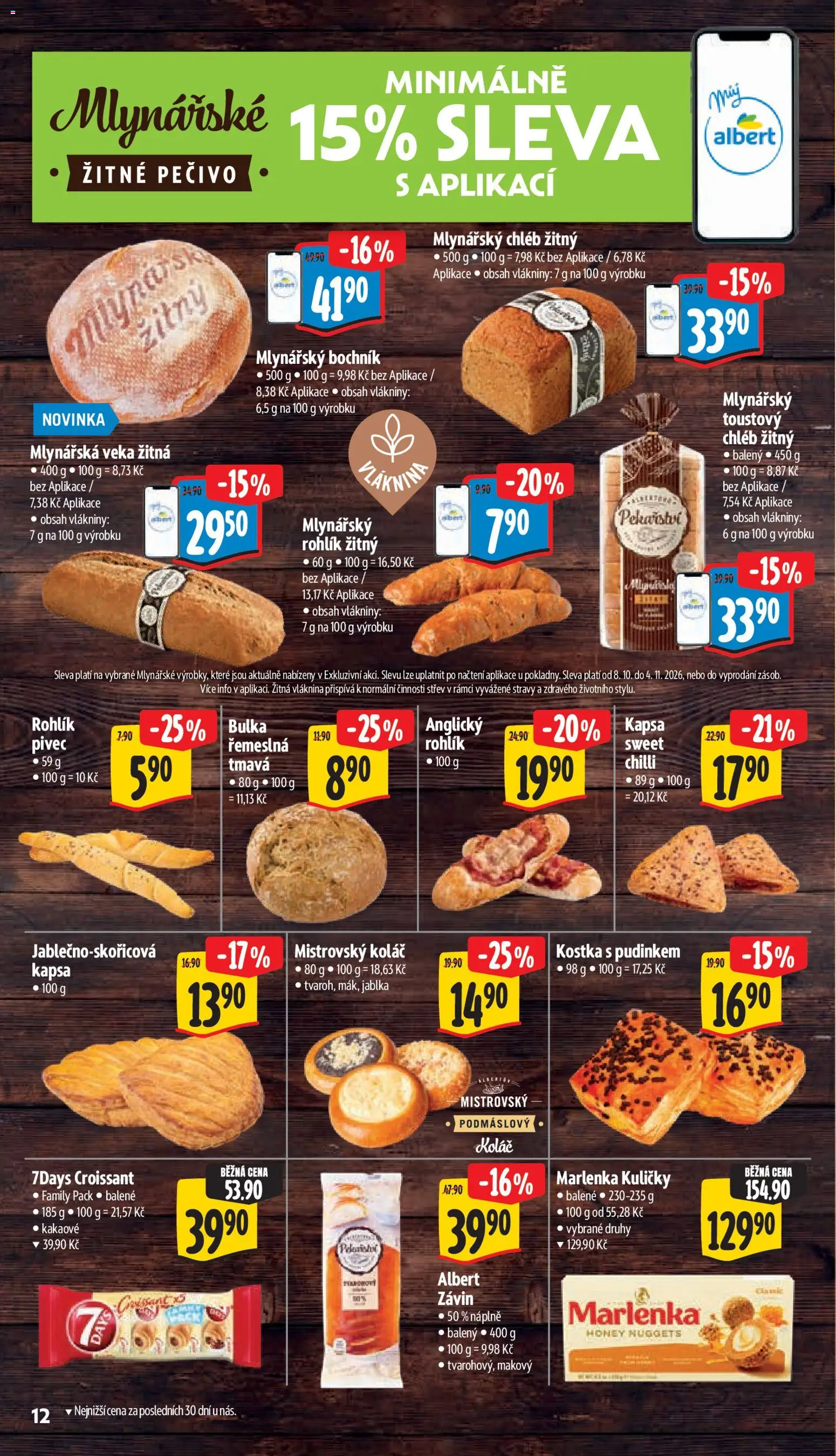 Albert leták - Supermarket Šumperk od 14.10.2026 | Strana: 26 | Produkty: Koláč, Chléb, Rohlík, Anglický rohlík