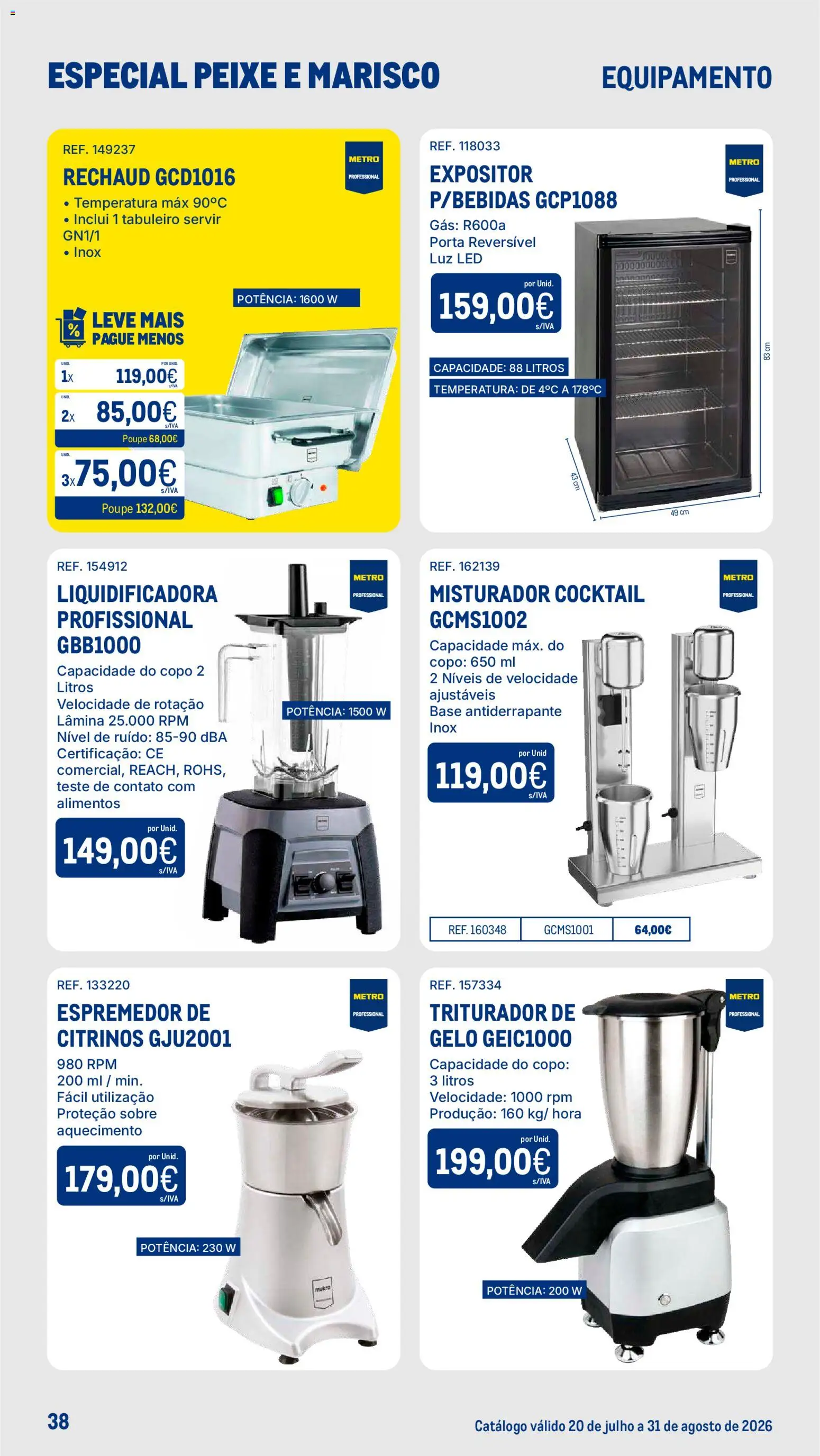 Makro Especial Peixe e Marisco │ válido de 20/07/2026 | Página: 38 | Produtos: Porta, Espremedor, Base, Peixe