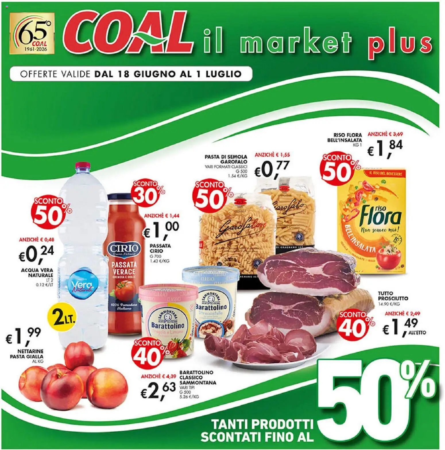 Volantino Coal del 18.06.2026 | Pagina: 1 | Prodotti: Acqua, Limone, Prosciutto, Pasta