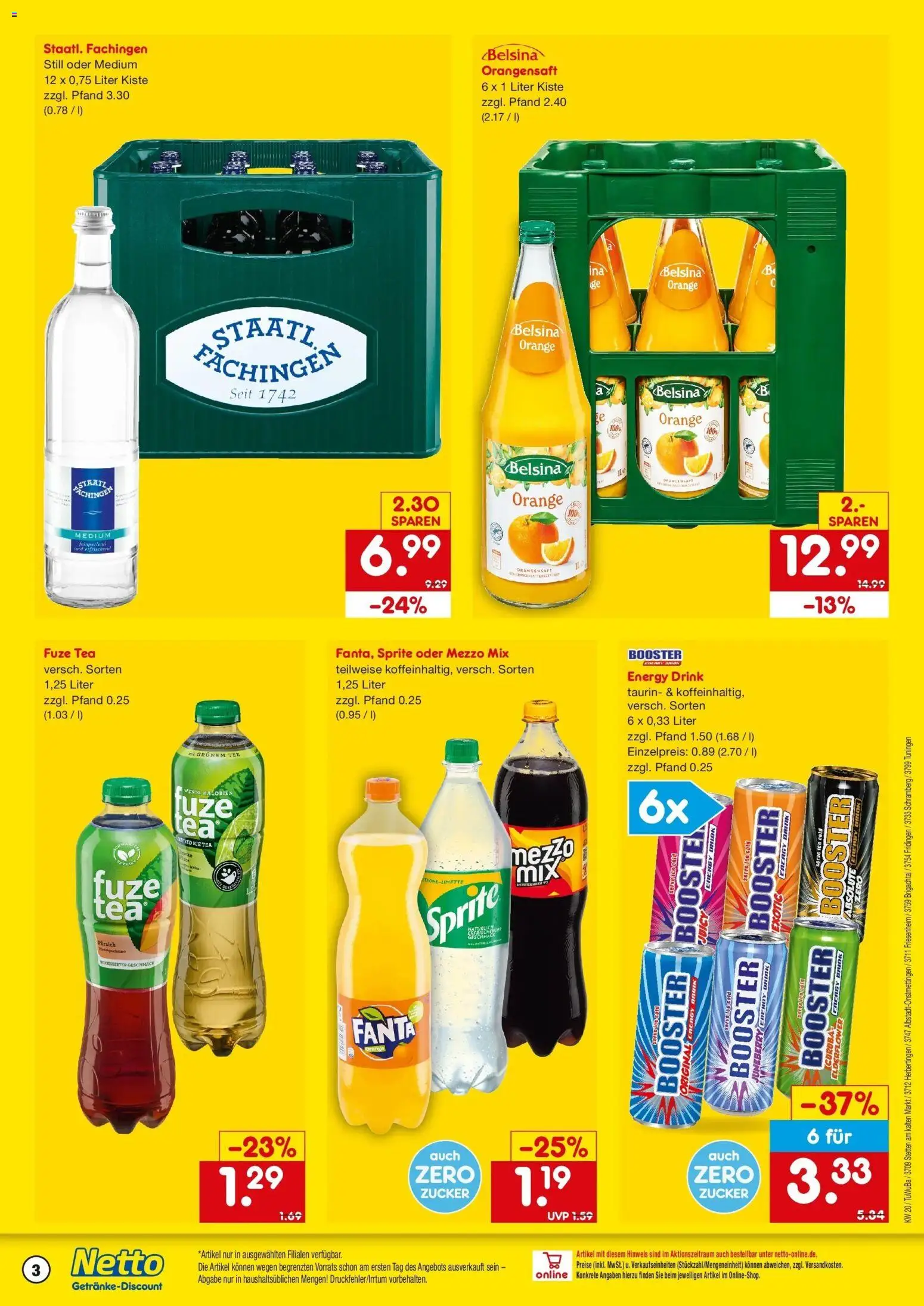 Netto Marken-Discount Prospekt Fridingen	 – gültig ab 10.05.2026 | Seite: 3 | Produkte: Fuze tea, Mezzo mix, Zucker, Pfirsich