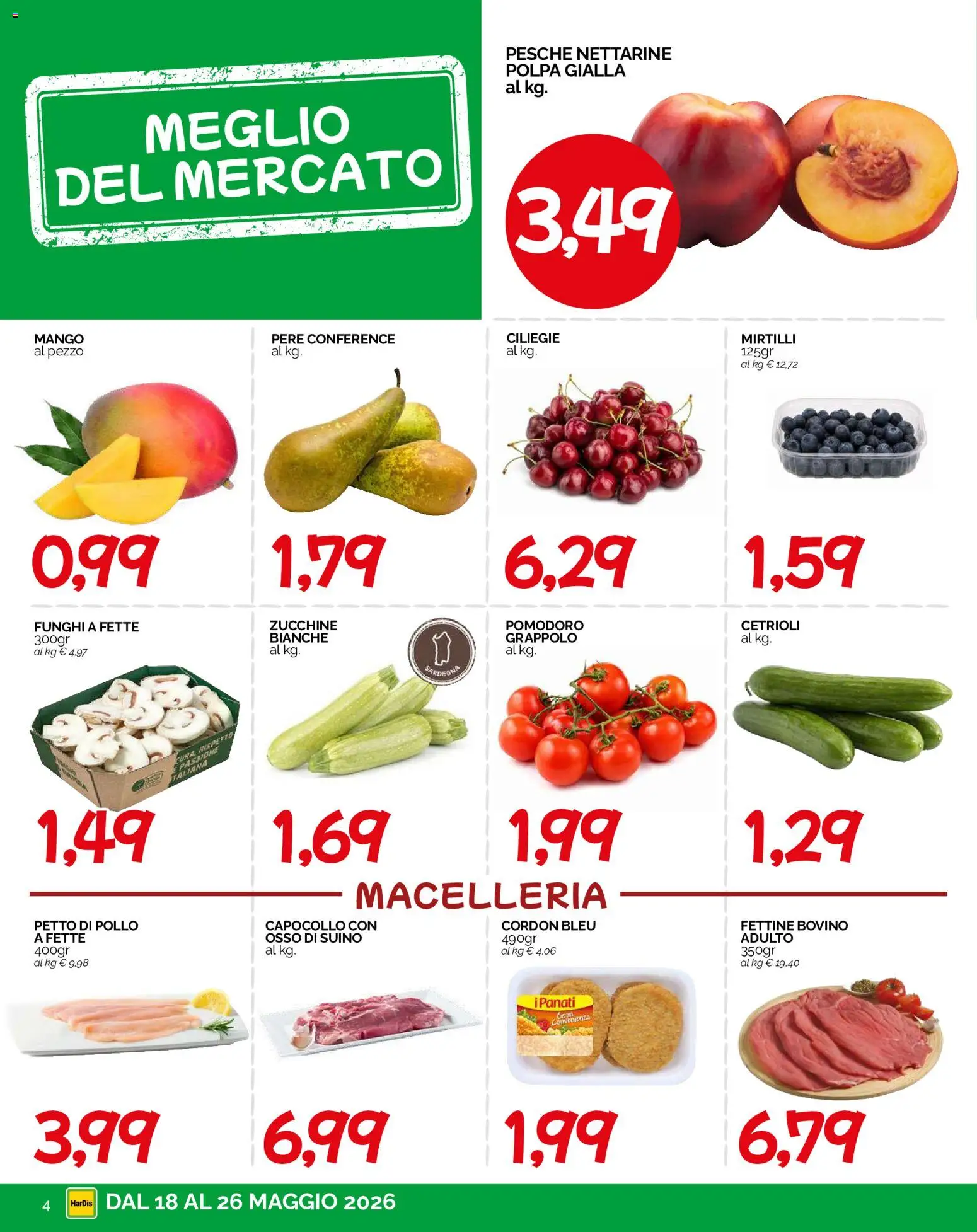 Volantino HarDis del 18.05.2026 | Pagina: 4 | Prodotti: Petto di Pollo, Cetrioli, Pomodoro, Zucchine