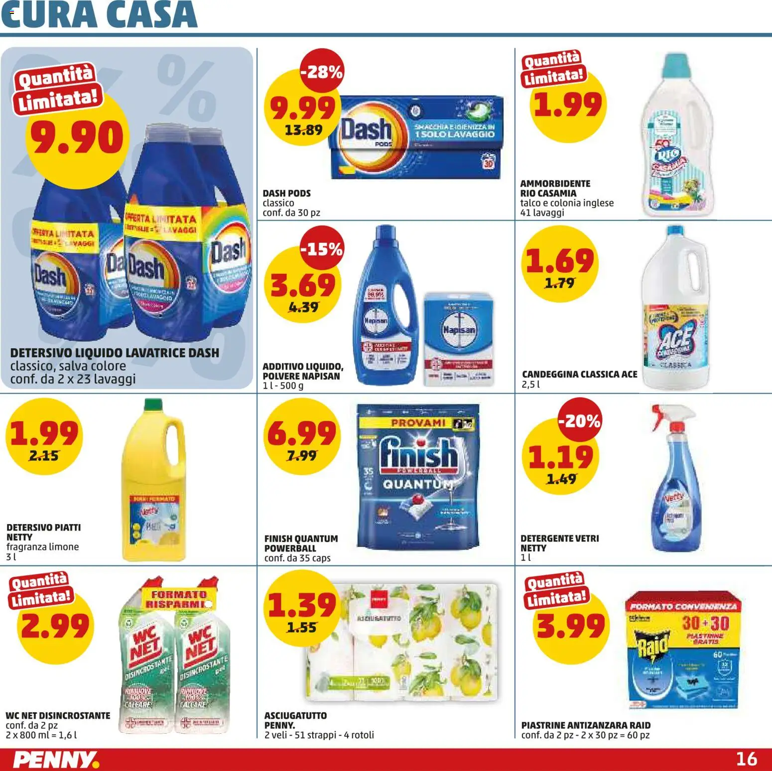 Volantino PENNY del 13/08/2026 | Pagina: 16 | Prodotti: Detergente, Piatti, Candeggina, Limone