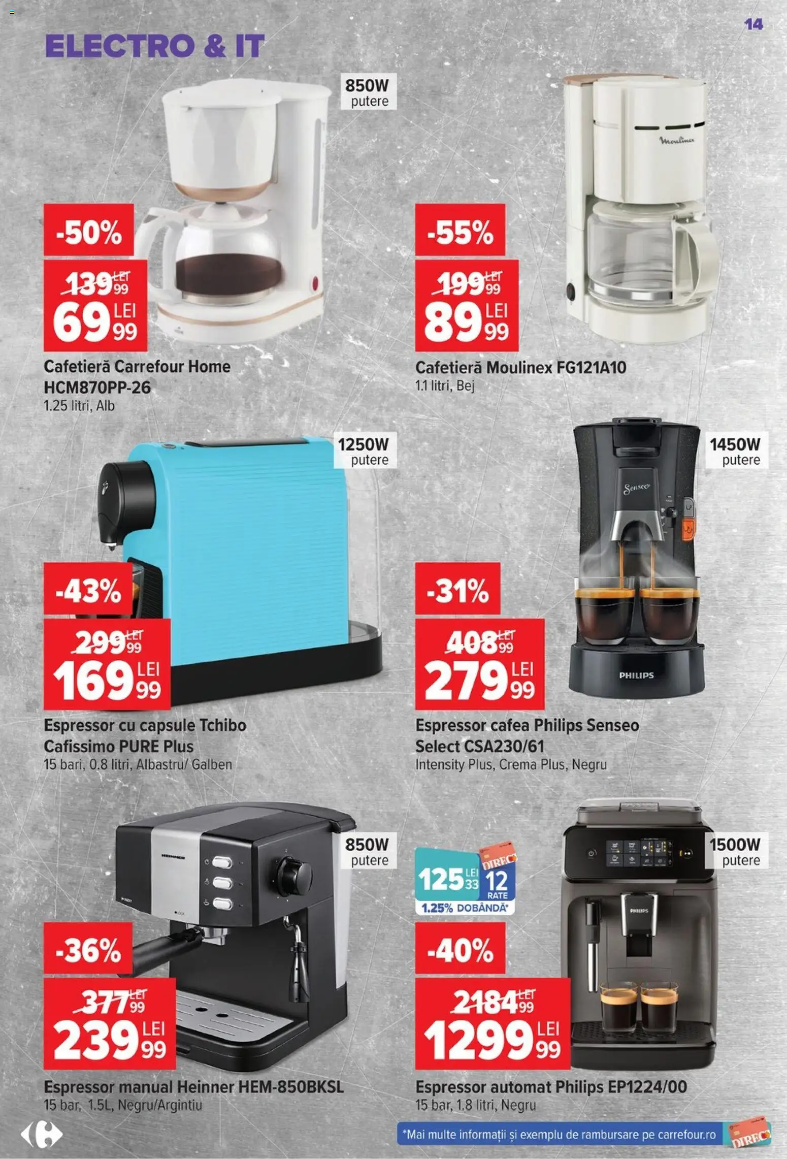 Noul catalog Carrefour – valabil de la 22.07.2026 | Pagină: 14 | Produse: Espressor, Enginar, Cremă, Cafea
