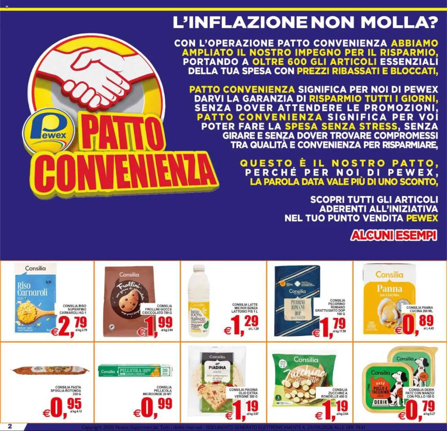 Volantino Pewex del 23/09/2026 | Pagina: 2 | Prodotti: Tacchino, Pasta, Zucchine, Pellicola