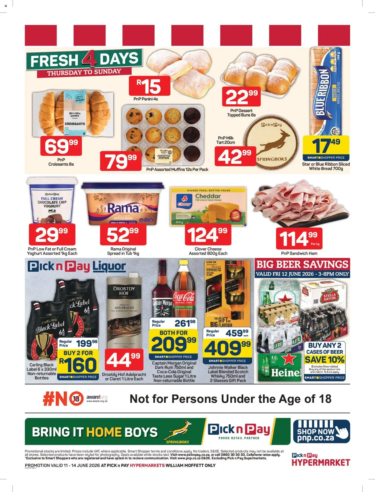 New Pick n Pay catalogue – valid from 11.06.2026 | Page: 2 | Products: Muffins, Milk, Beer, Cream