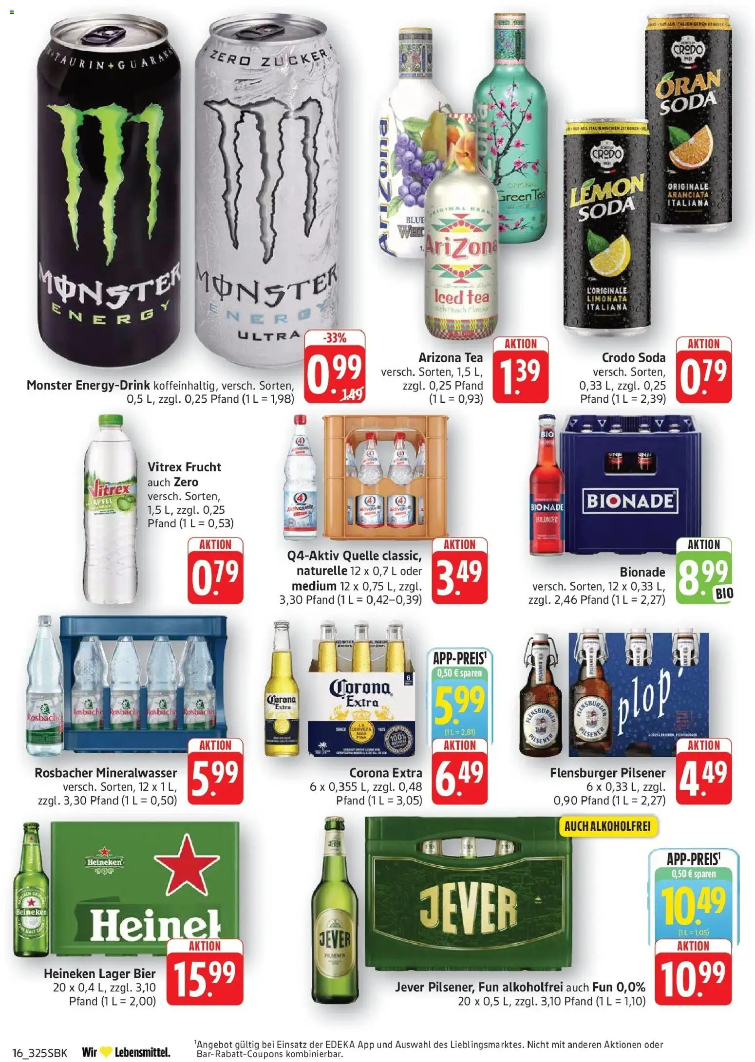 Edeka Prospekt Bruchsal (ab 28.09.2026) » Angebote Online | Seite: 16 | Produkte: Bier, Flensburger, Heineken, Monster