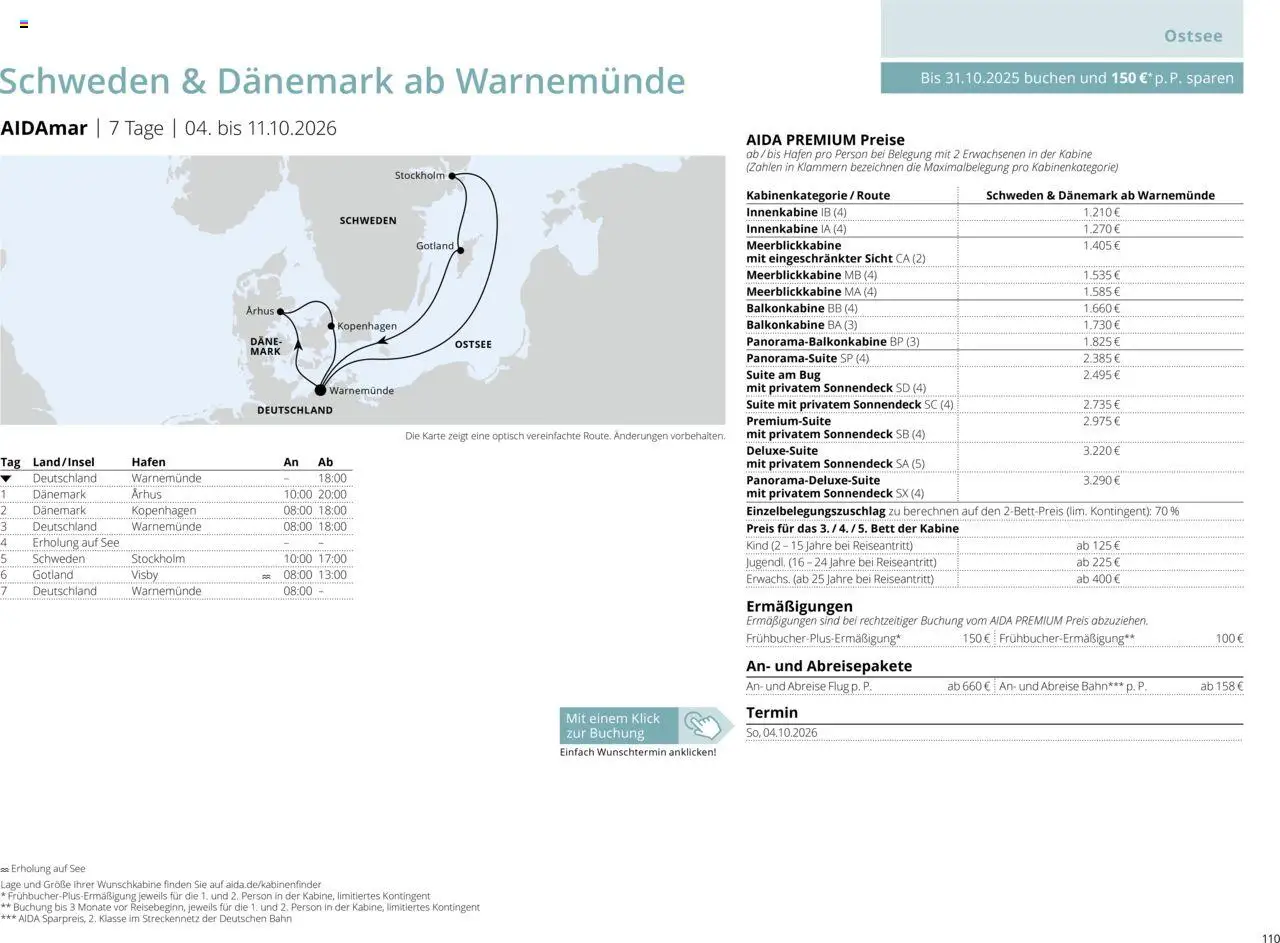 Aida Sommer 2026 – gültig ab 01.03.2026 | Seite: 110 | Produkte: Bett