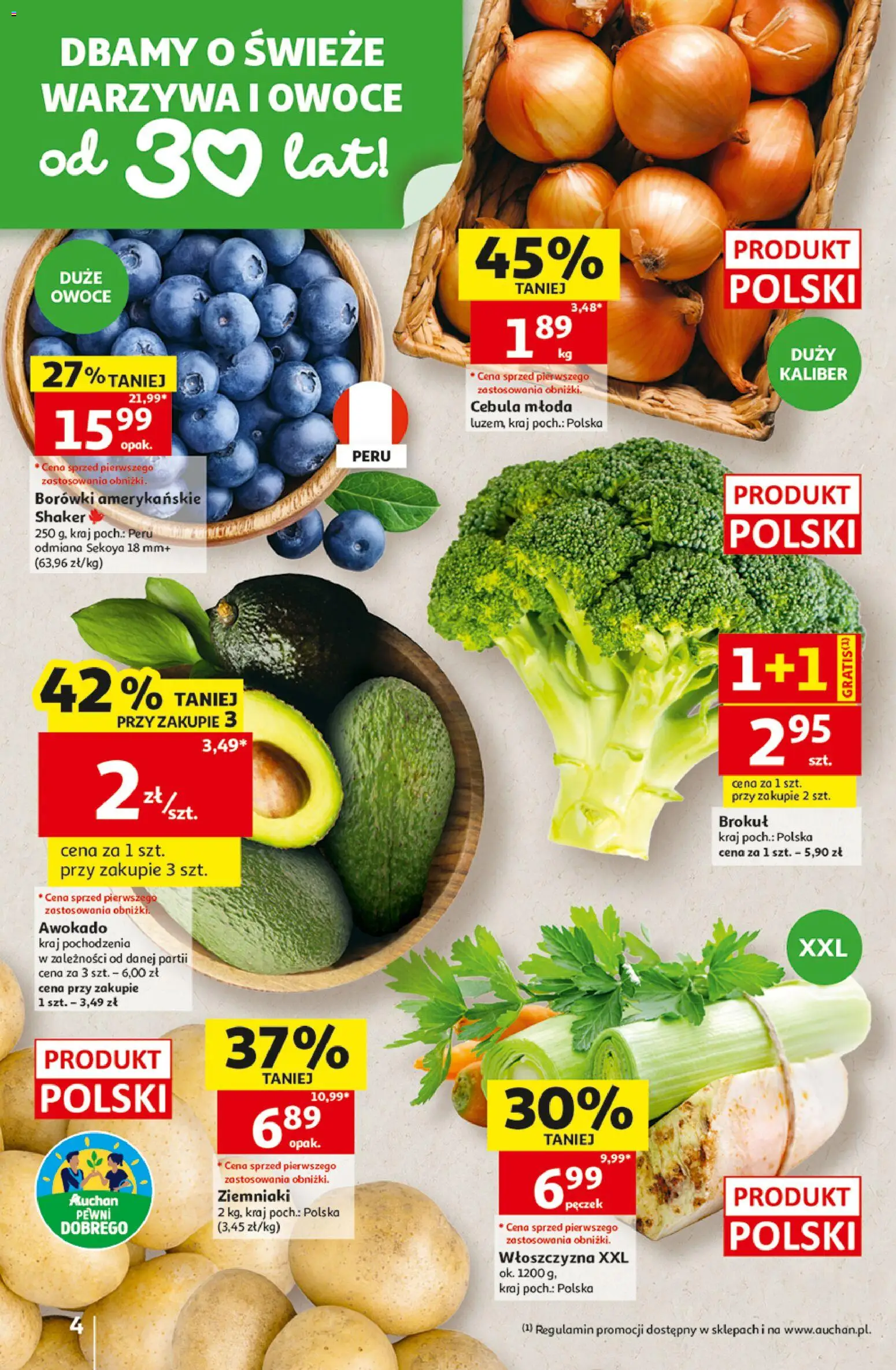 Auchan gazetka - Hipermarket od 22.10.2026 | Strona: 4 | Produkty: Brokuł, Awokado, Ziemniaki, Owoce