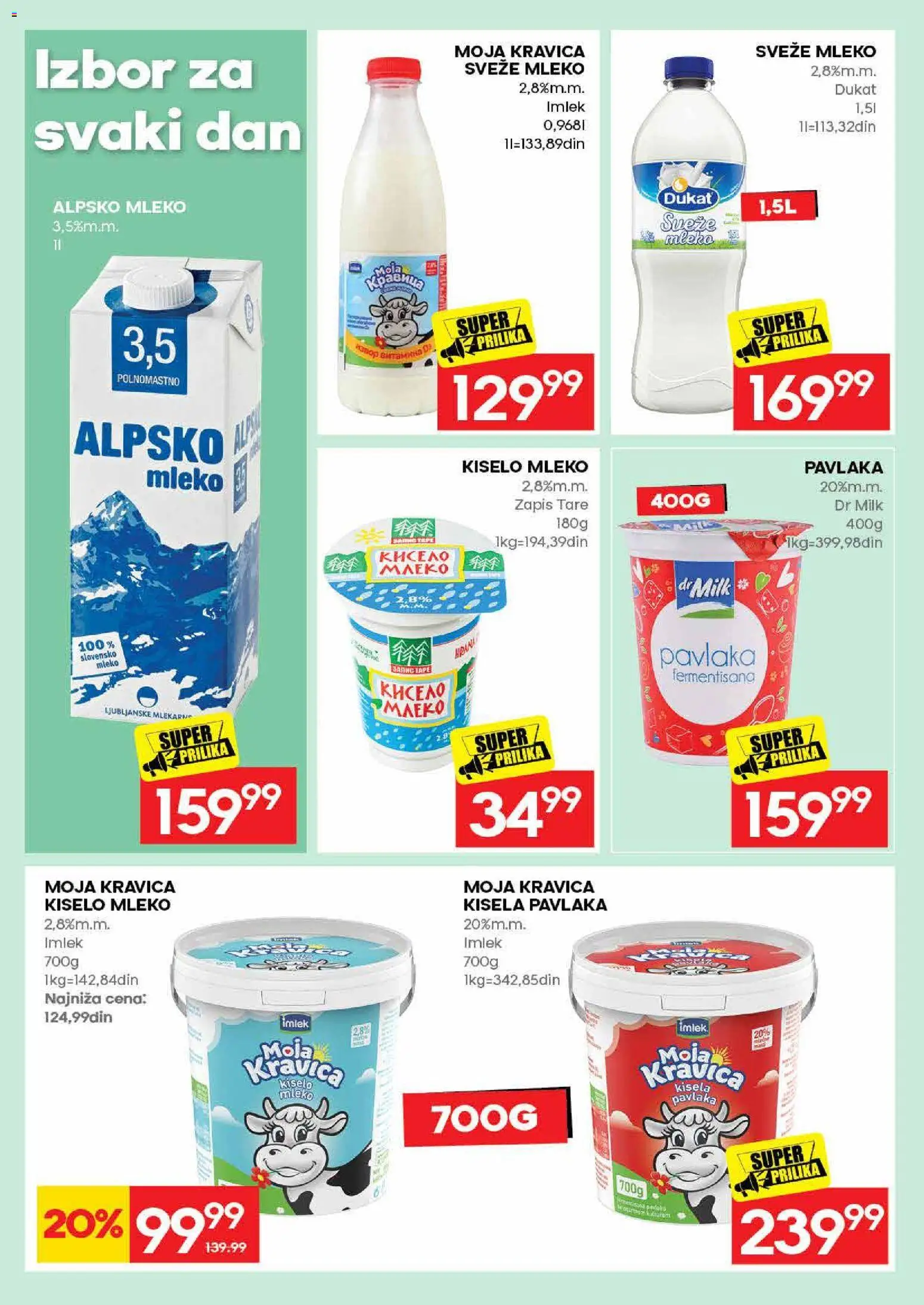 Idea katalog - važi od 06.08.2026 | Strana: 14 | Proizvode: Kisela pavlaka, Kiselo mleko, Sveže mleko, Mleko