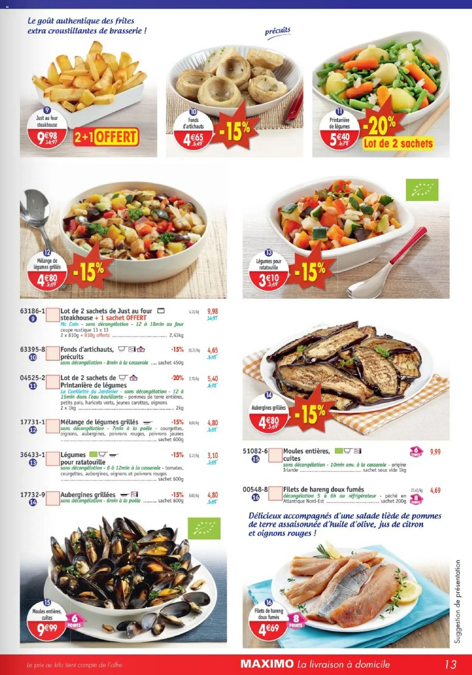 {H1} | Page: 13 | Produits: Salade, Citron, Frites, Oignons