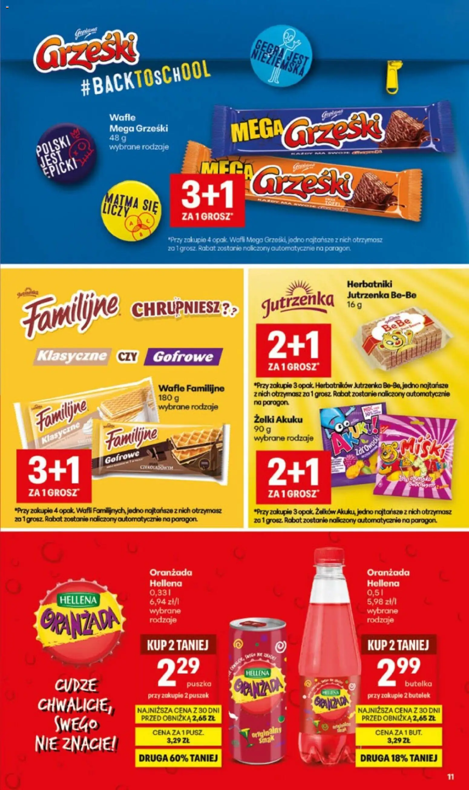 Delikatesy Centrum gazetka - Szkoła od 20.08.2026 | Strona: 11 | Produkty: Oranżada, Wafle, Herbatniki, Żelki