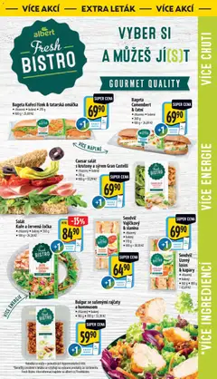 Náhled letáku Salát Kuře a červená čočka, chlazený balený 350 g od 16.09.2026 | Strana: 51 | Produkty: Čočka, Tatarská omáčka, Slanina, Bageta