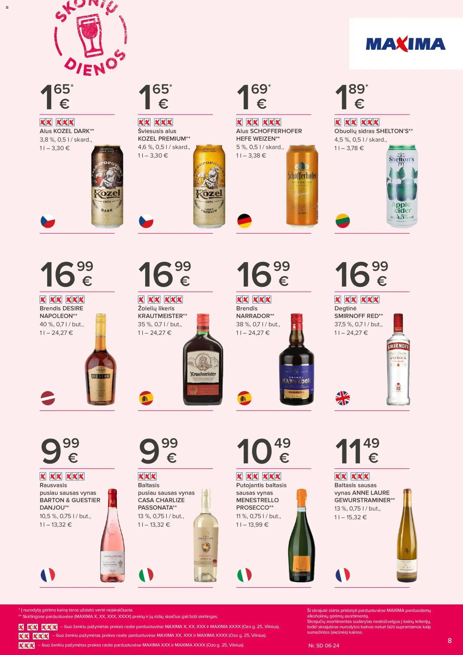 MAXIMA akcijos nuo 11.06.2026 | Puslapis: 8 | Prekių: Degtinė, Vynas, Alus