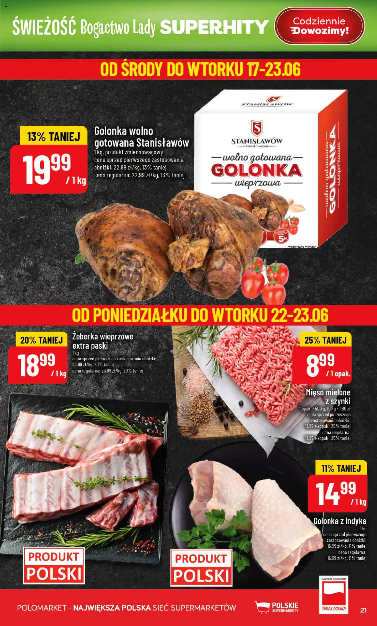 POLOmarket gazetka od 17.06.2026 | Strona: 21 | Produkty: Mięso mielone z szynki, Mięso, Mięso mielone