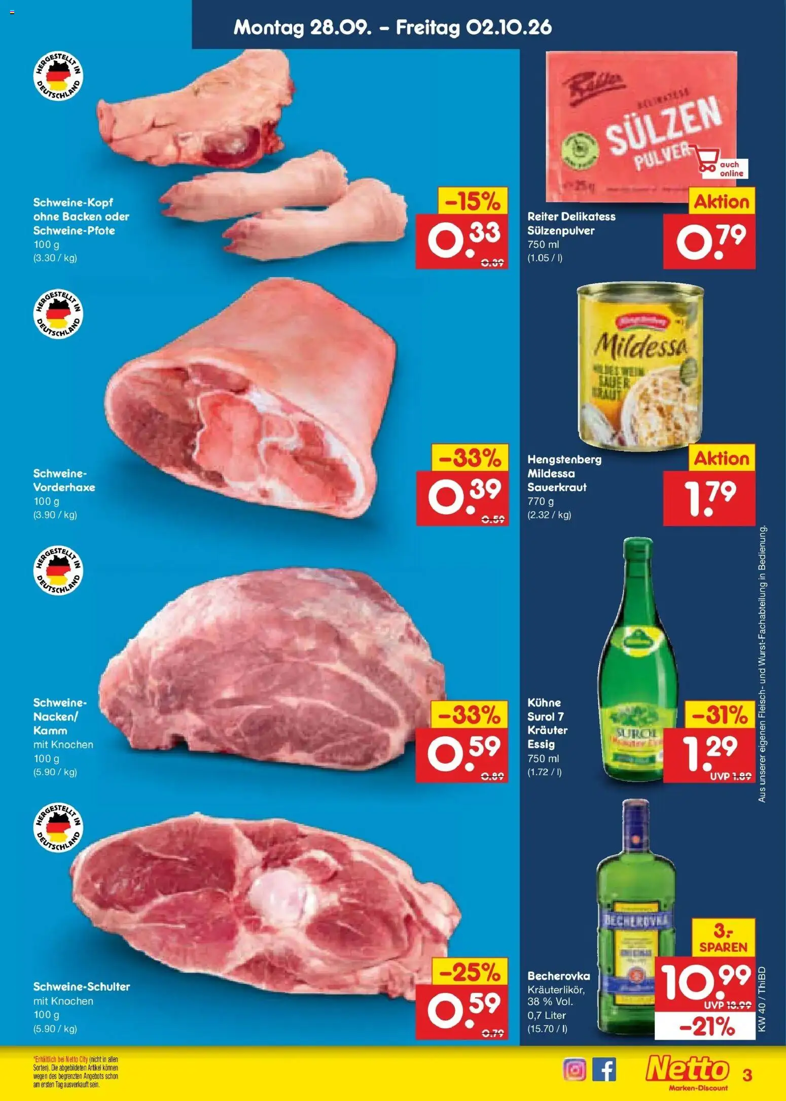 Netto Marken-Discount Prospekt Thiendorf – gültig ab 28.09.2026 | Seite: 47 | Produkte: Essig, Fleisch
