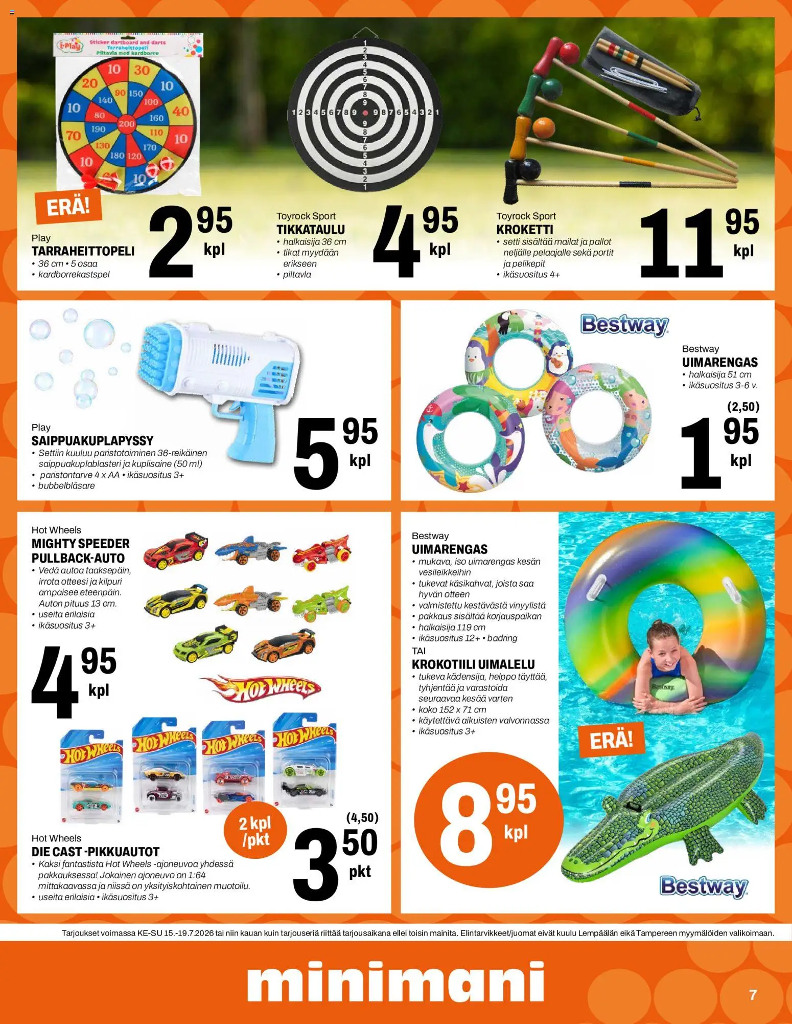Minimani tarjoukset – voimassa 15/07/2026 alkaen | Sivu: 7 | Tuotteet: Kroketti, Tikat, Tikkataulu
