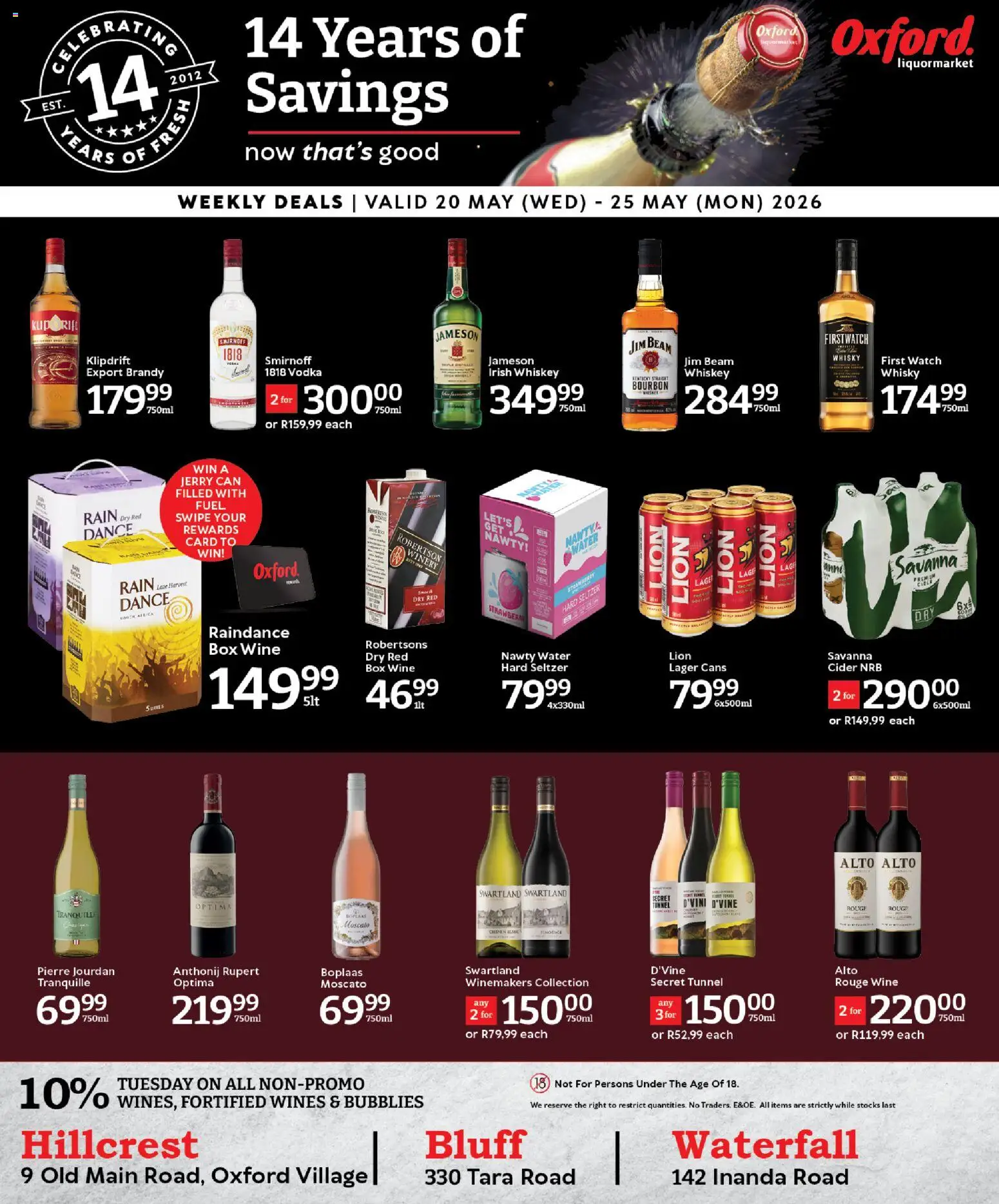 New Oxford Freshmarket catalogue – valid from 20.05.2026 | Page: 1 | Products: Brandy, Cider, Wine, Vodka