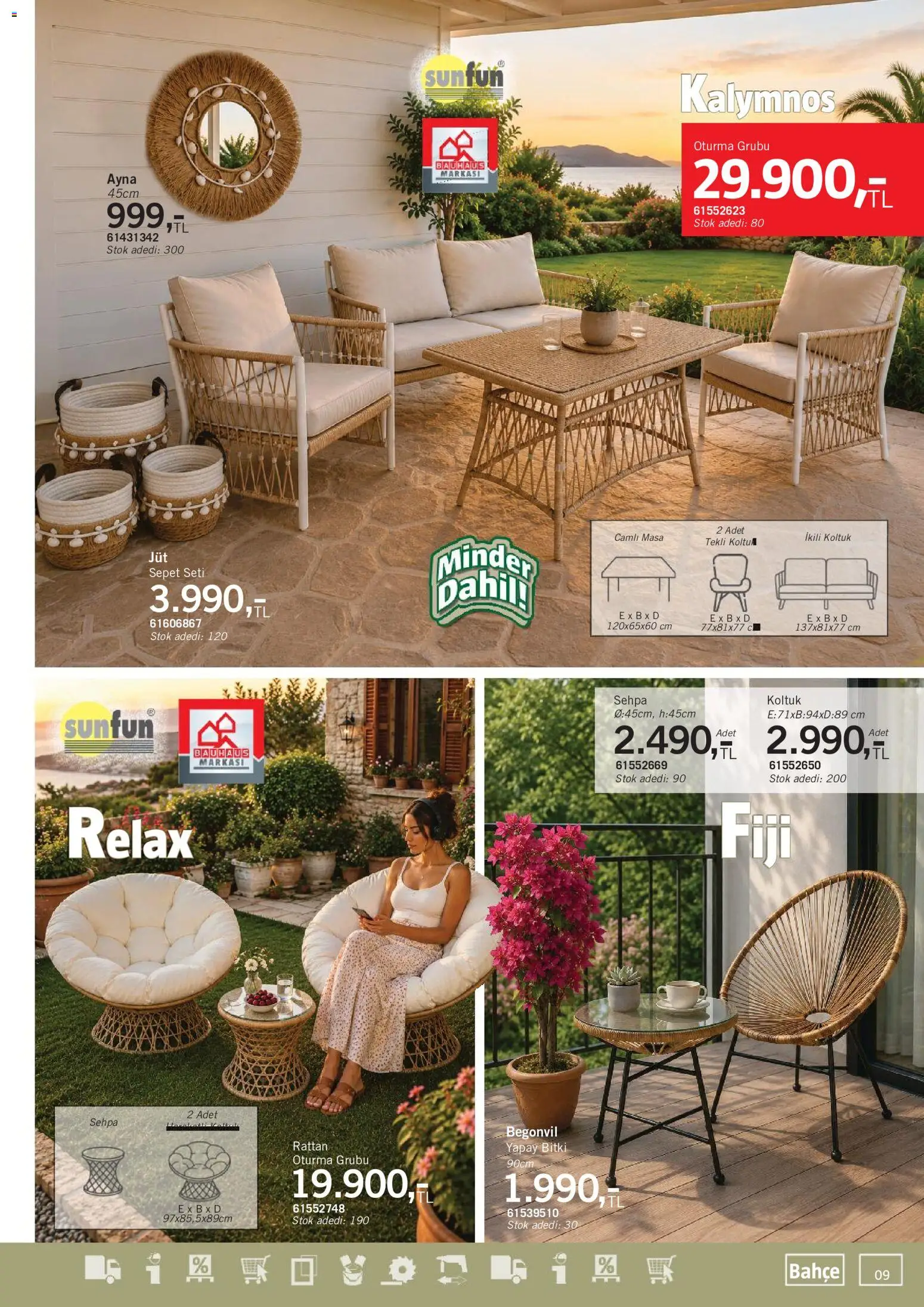 Bauhaus Katalog - 04 Temmuz 2026 tarihinden itibaren geçerlidir | Sayfa: 9 | Ürünler: Koltuk, Masa, Sepet, Ayna