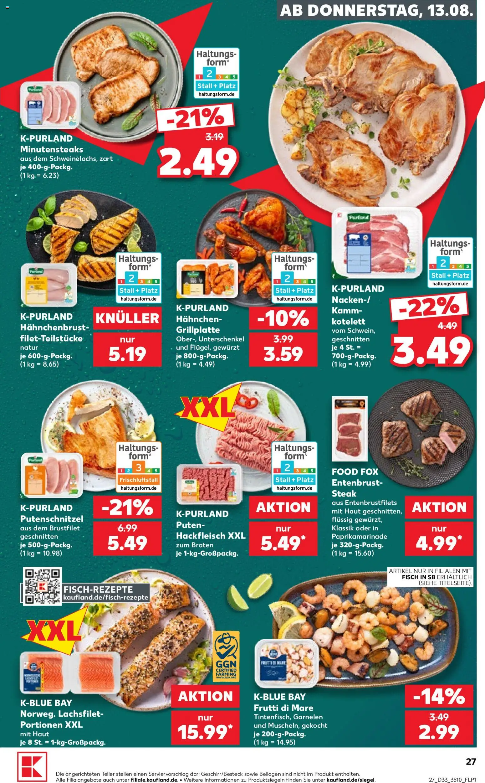 Kaufland Prospekt Leipzig – gültig ab 13.08.2026 | Seite: 27 | Produkte: Beilagen, Hahnchen, Garnelen, Steak
