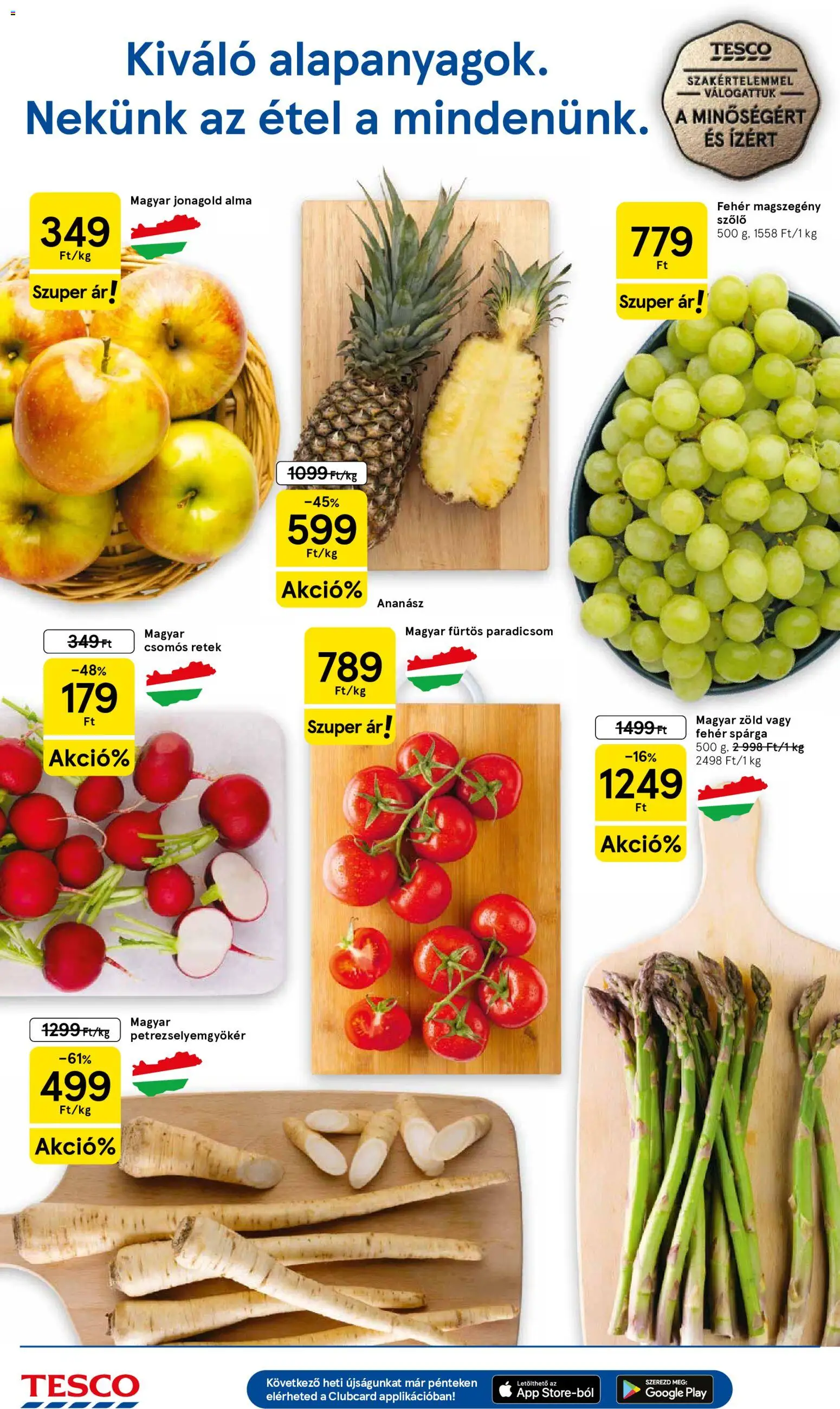 Tesco akciós ujság - amely érvényes a következő dátumtól: 07.05.2026 | Oldal: 2 | Termékek: Szőlő, Retek, Alma, Paradicsom