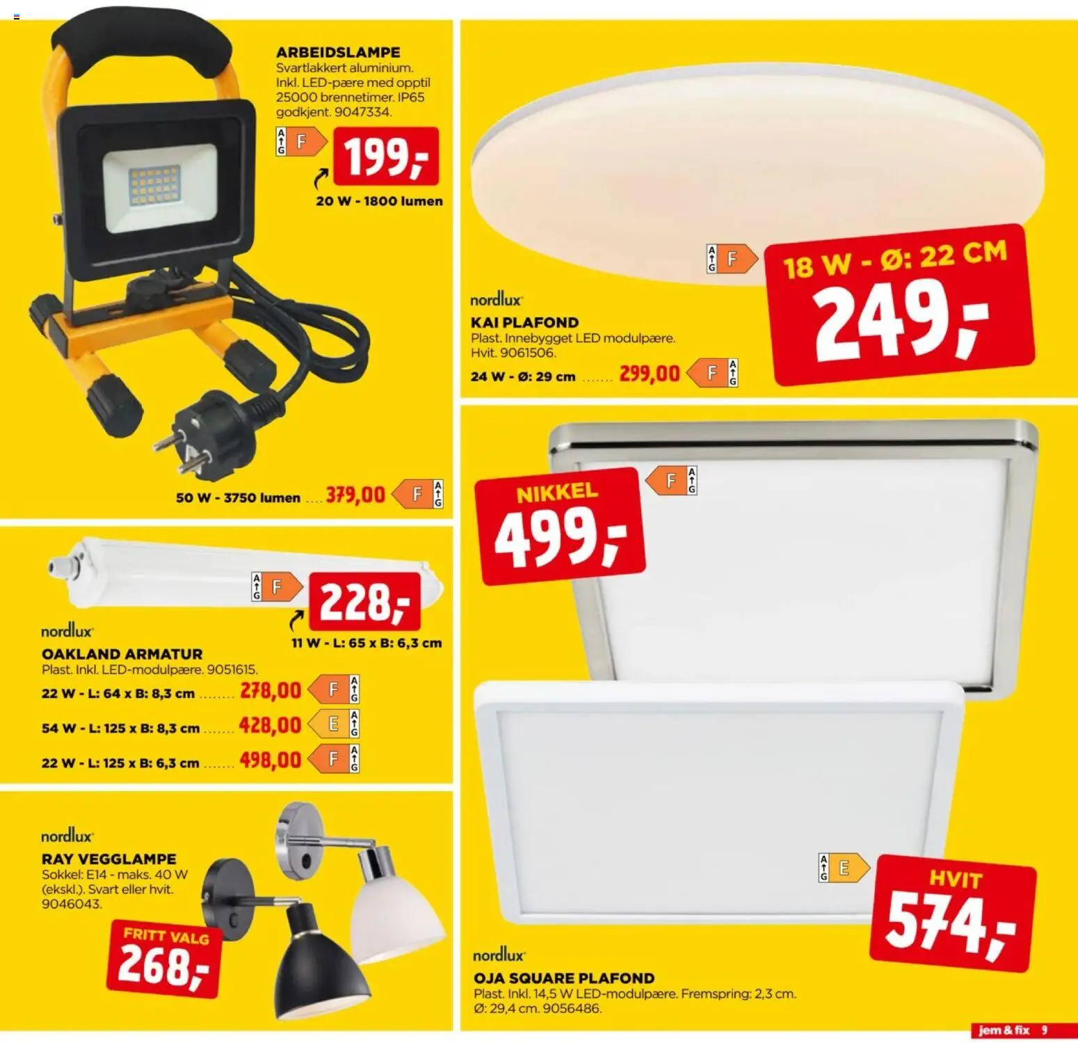 {H1} | Side: 9 | Produkter: Vegglampe, Arbeidslampe