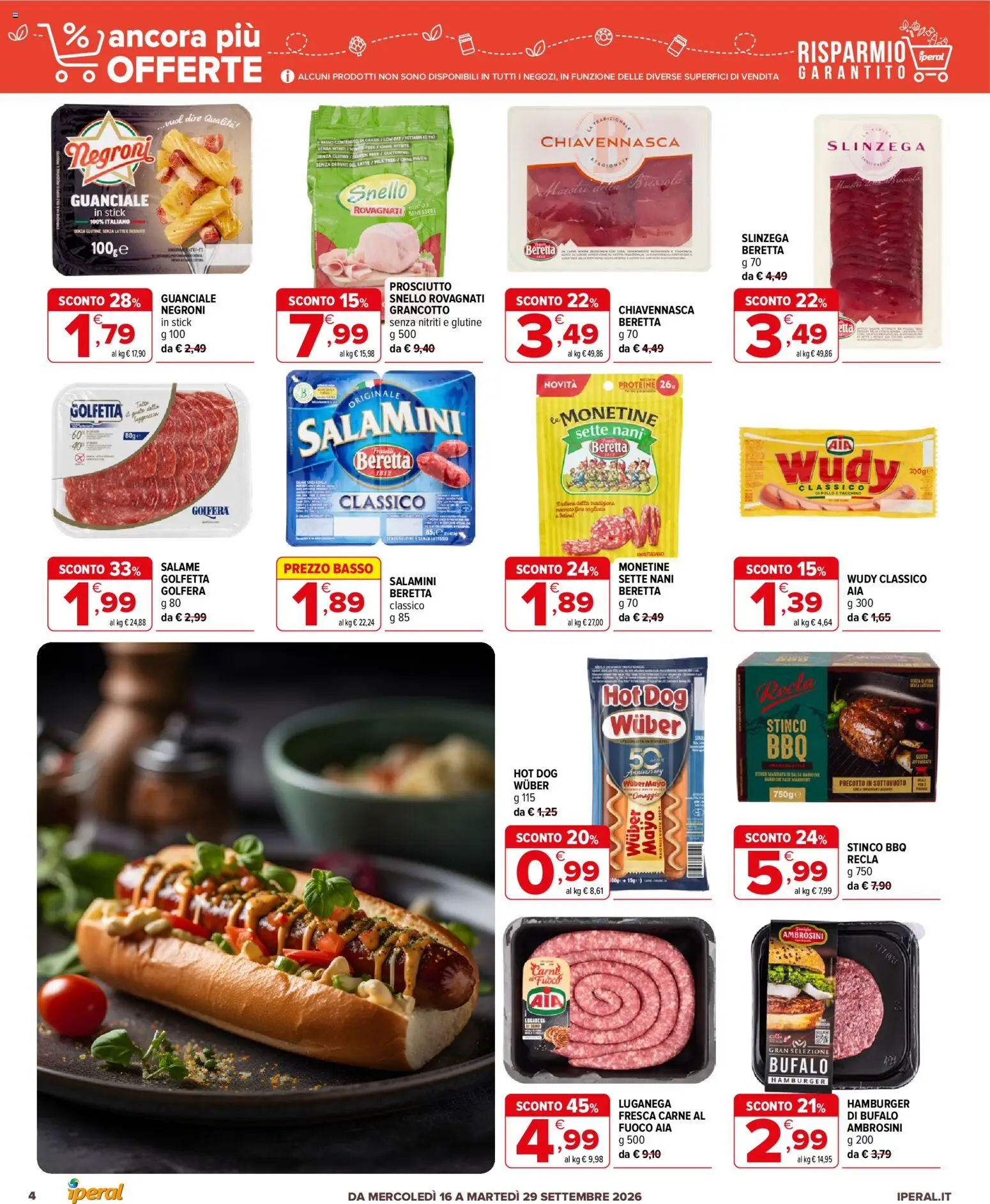 Volantino Iperal del 16/09/2026 | Pagina: 4 | Prodotti: Pollo, Carne, Bufalo, Senza lattosio