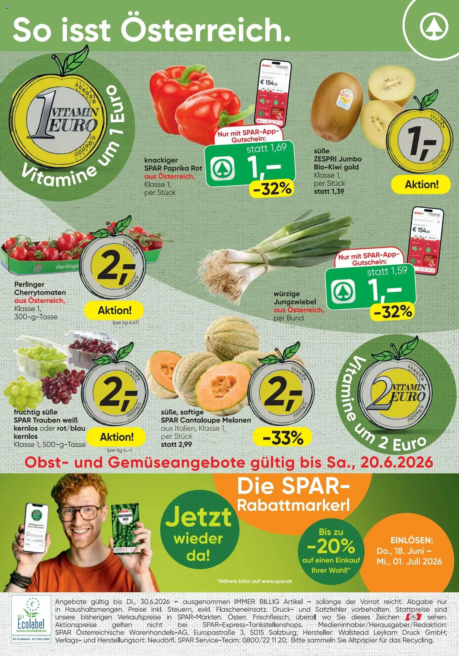 Spar - Flugblatt gültig ab 18.06.2026 | Seite: 20 | Produkte: Obst