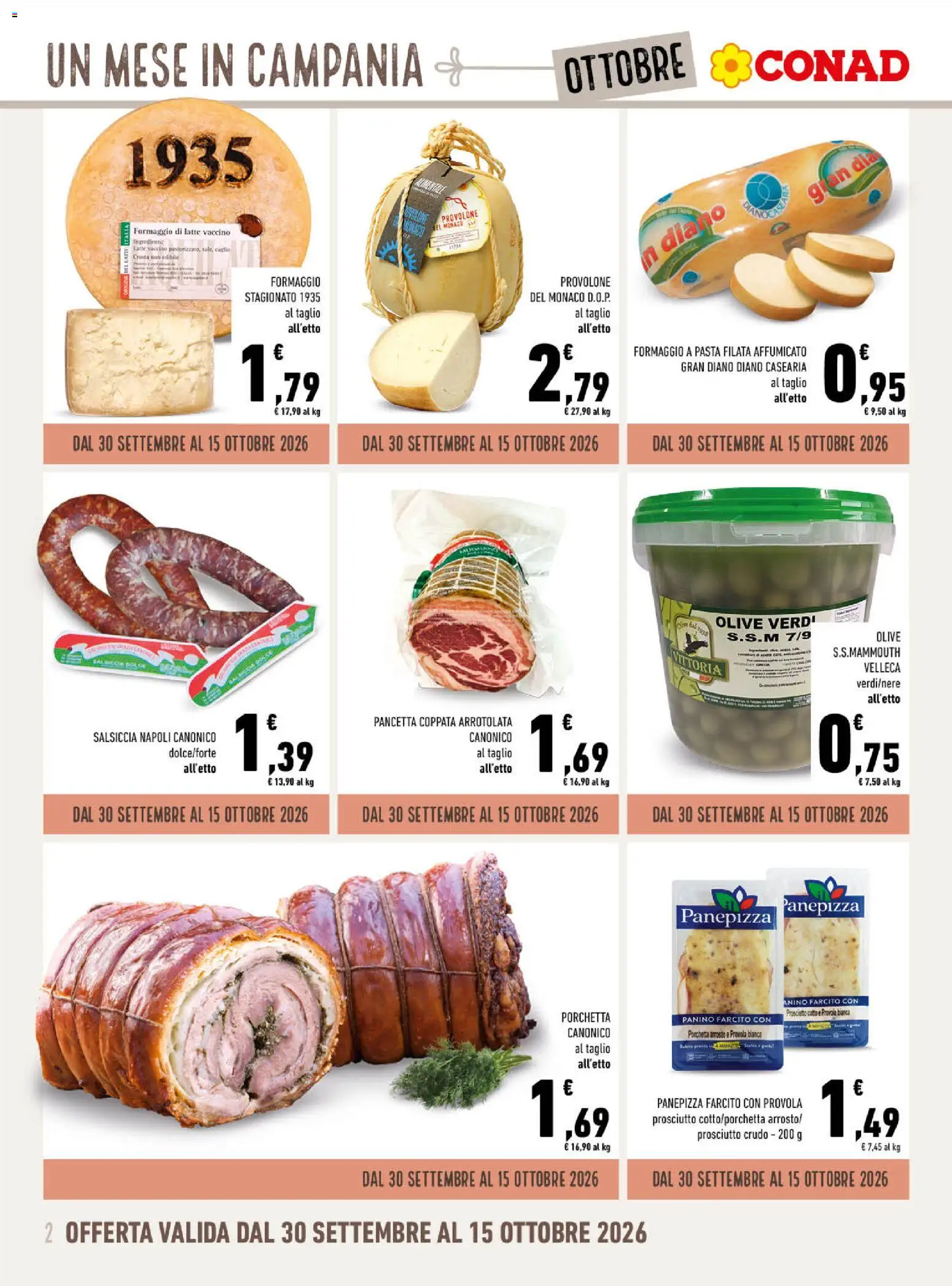 Volantino Conad del 30/09/2026 | Pagina: 2 | Prodotti: Arrosto, Prosciutto Crudo, Prosciutto, Salsiccia
