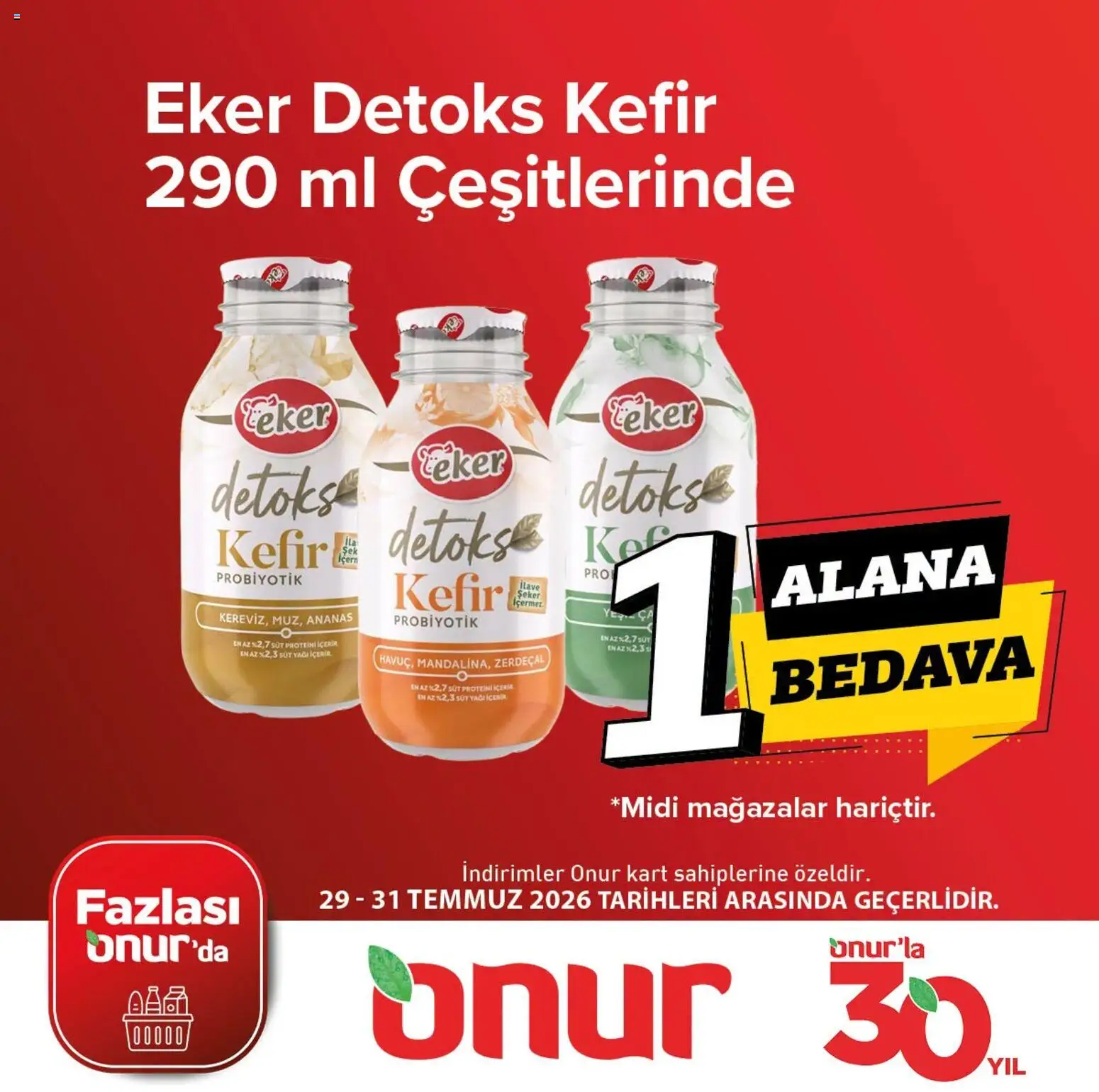 Onur Market İndirim - 29 Temmuz 2026 tarihinden itibaren geçerlidir | Sayfa: 1 | Ürünler: Kefir, Ananas, Şeker, Zerdeçal